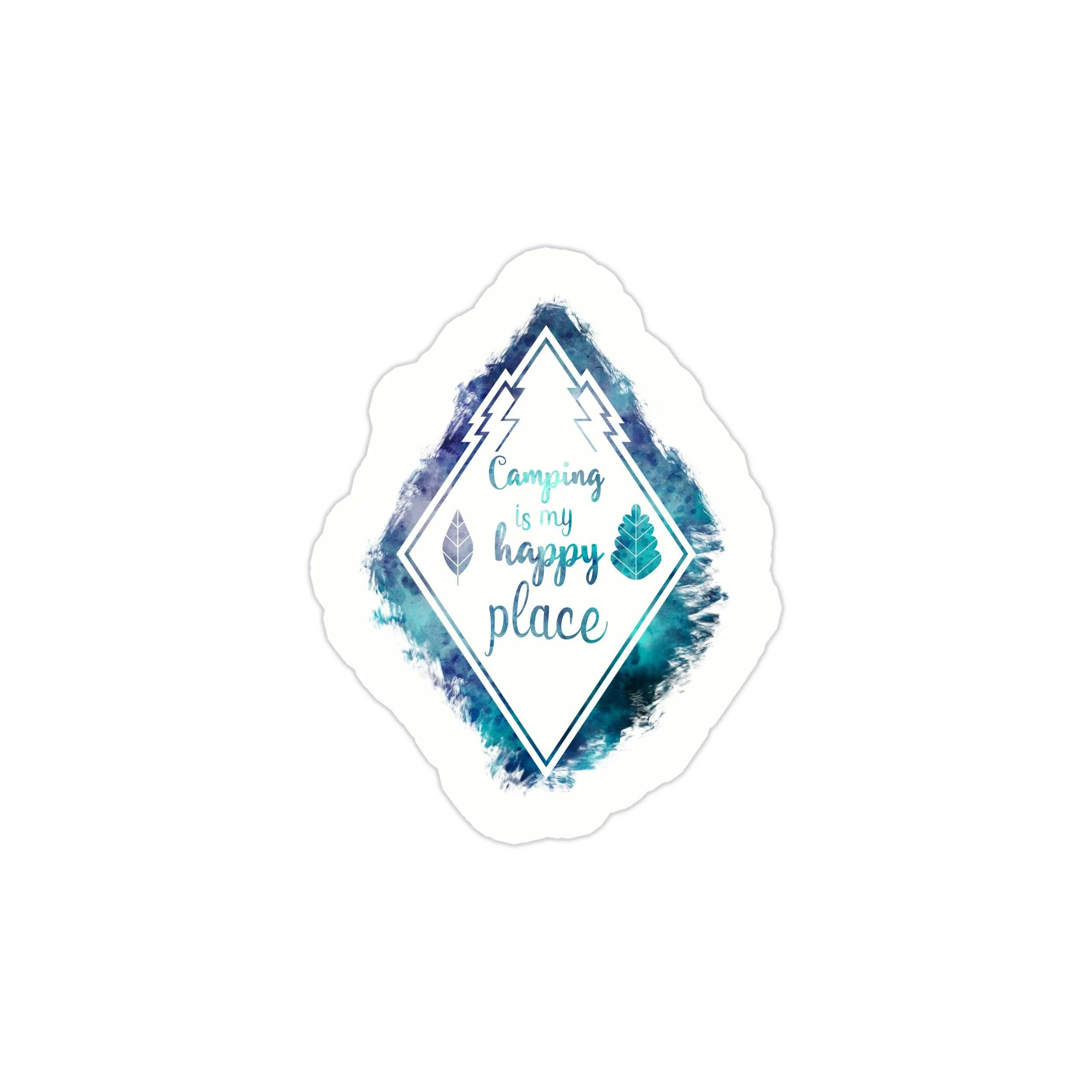 Camping Is My Happy Place Full Color Vinyl Decal - Custom Size