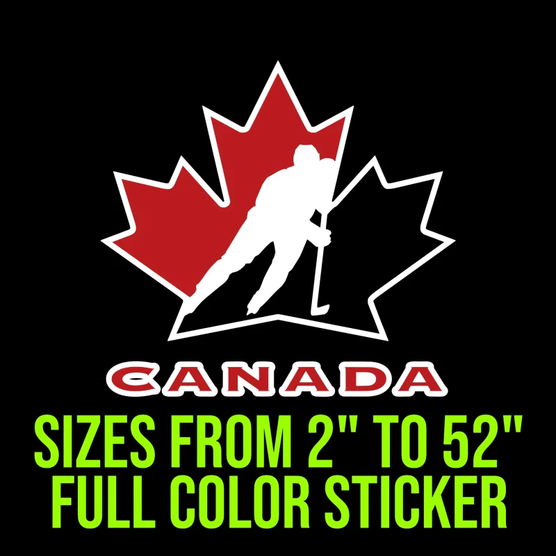 Canadian Hockey National Team - Canadian With Maple Leaf - Full Color Vinyl Sticker - Custom Size