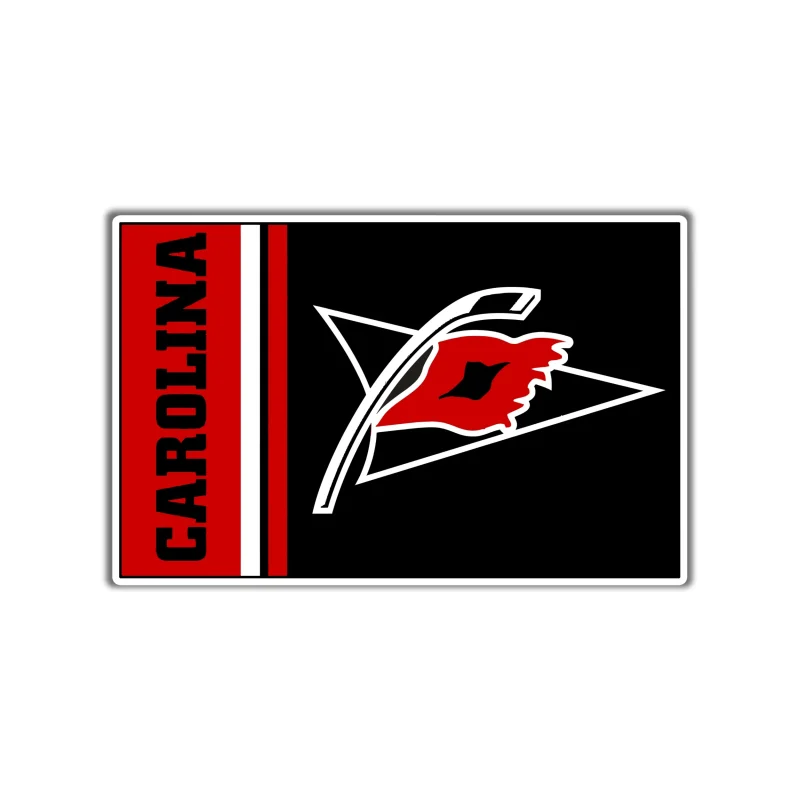 Carolina Hurricanes - Square With Carolina And Flag - Full Color Vinyl Sticker - Custom Size