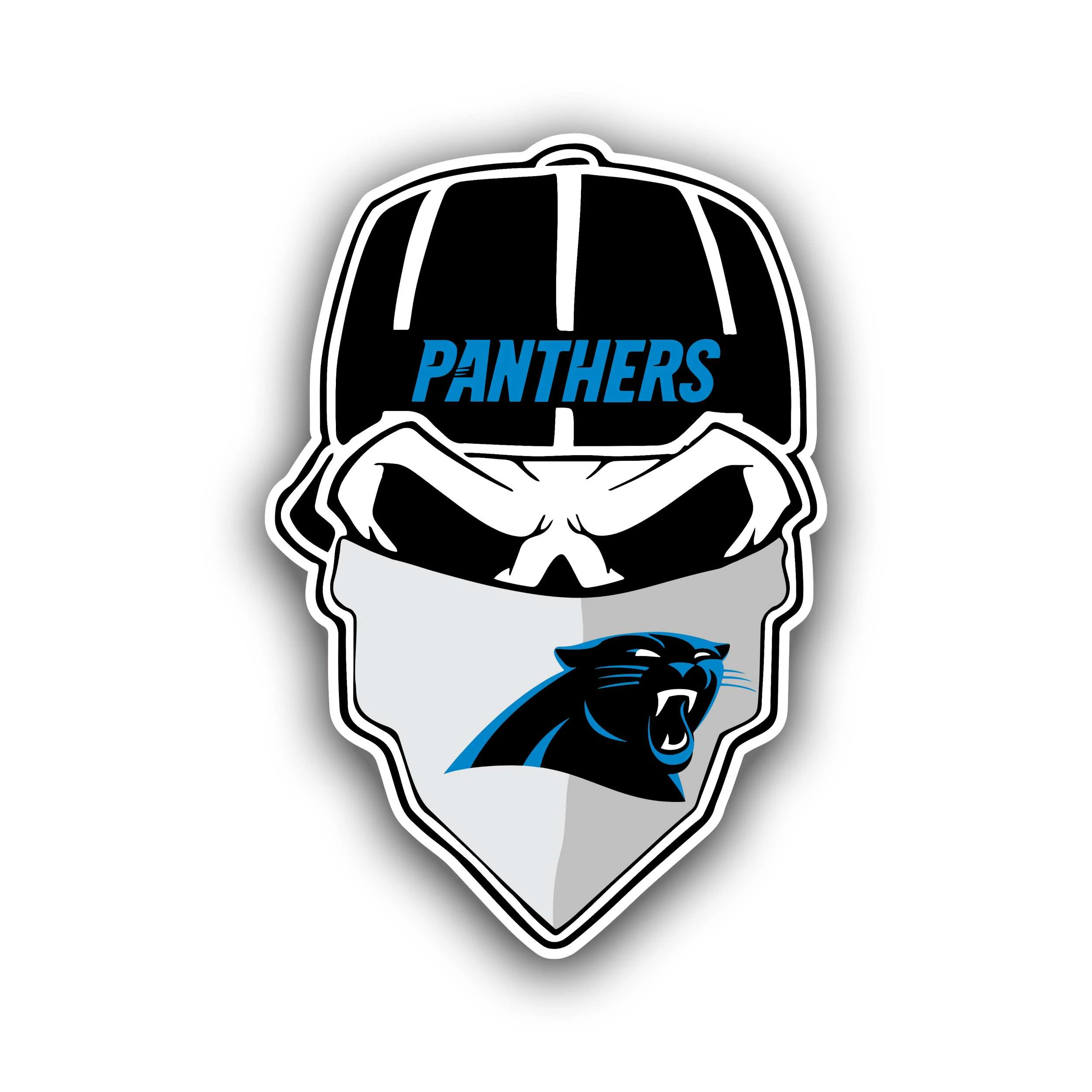 Carolina Panthers Full Color Vinyl Decal - Skull - Custom Size