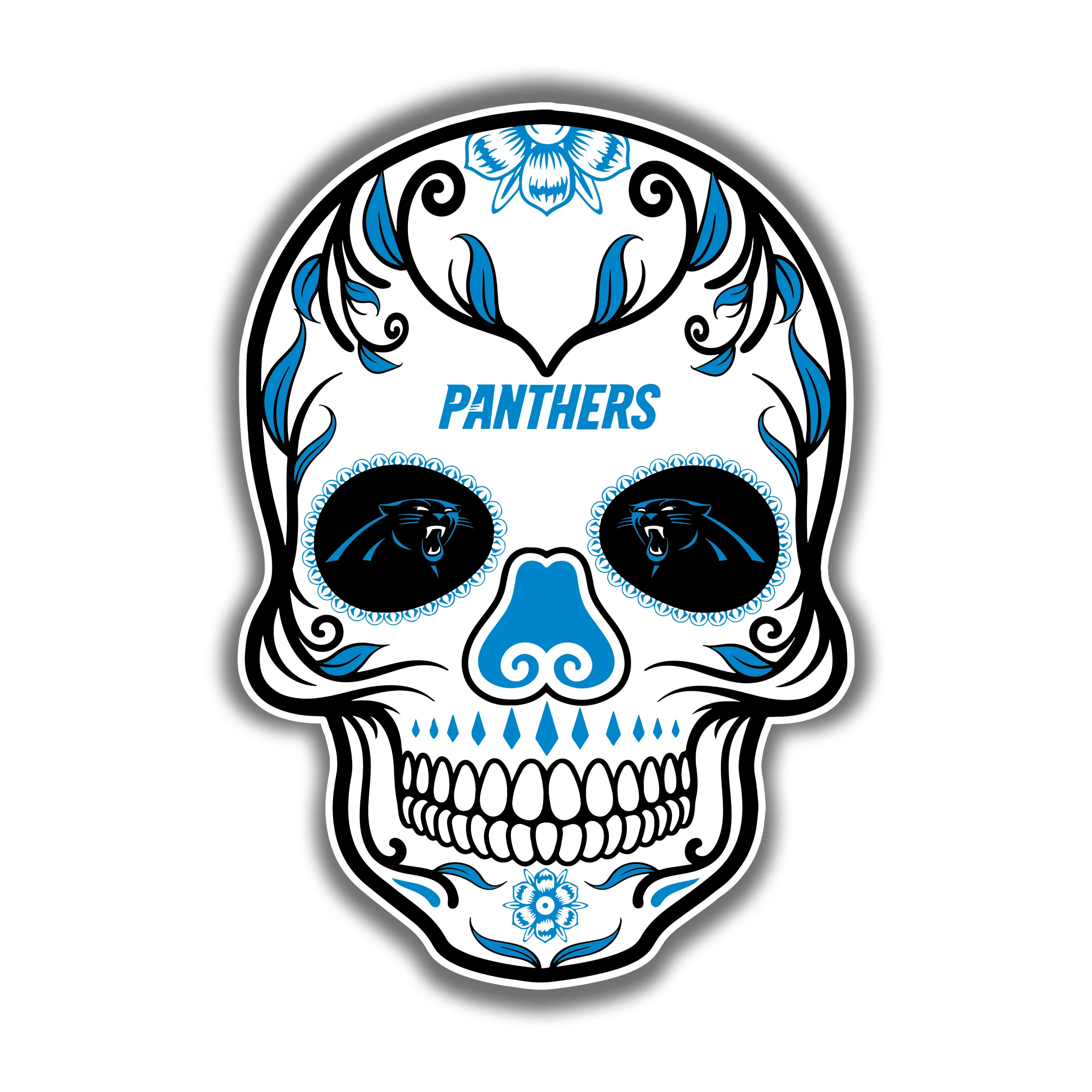 Carolina Panthers - Sugar Skull - Temporary Tattoo