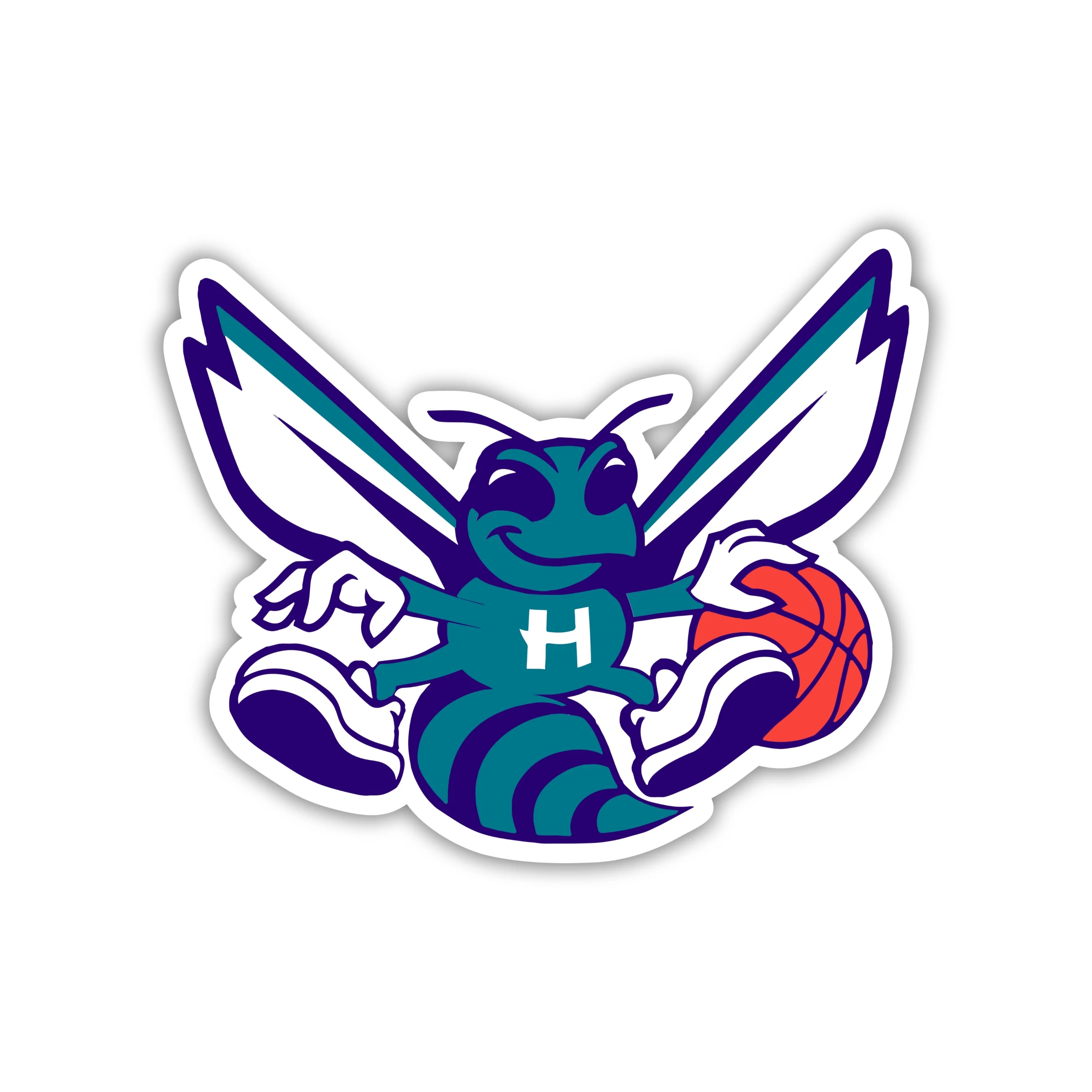 Charlotte Hornets - Hornet With Basketball and H - Iron On DTF Transfer - Custom Size