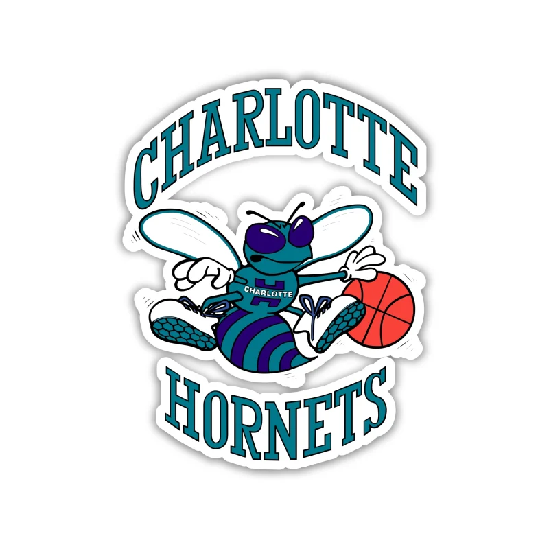 Charlotte Hornets - Hornet With Basketball And Name - Iron On DTF Transfer - Custom Size