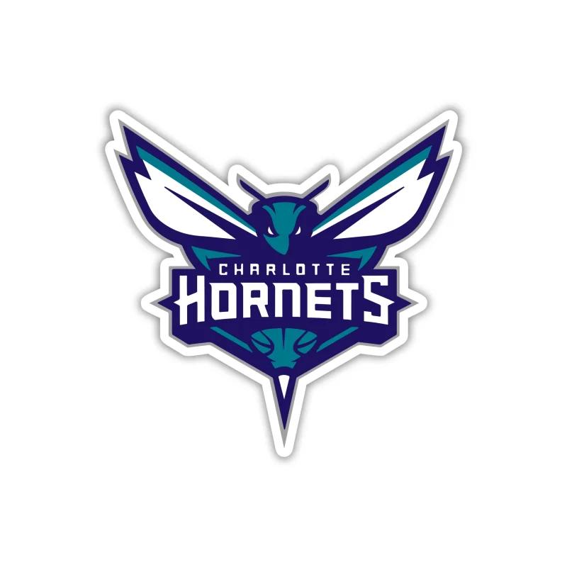 Charlotte hornets - Hornet with Name - Full Color Vinyl Sticker - Custom Size