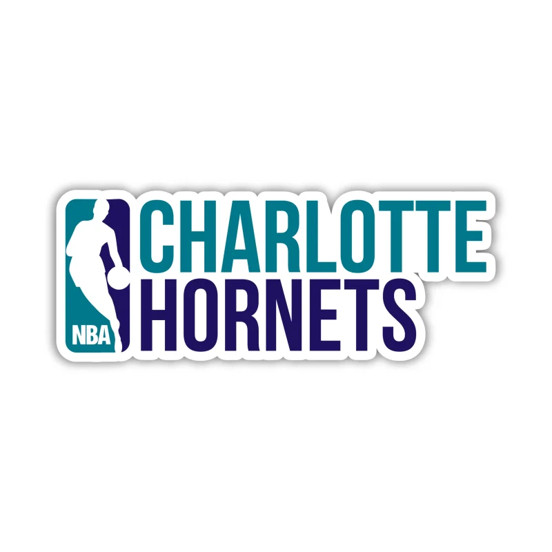 Charlotte hornets - NBA Logo - Full Color Vinyl Sticker - Custom Size