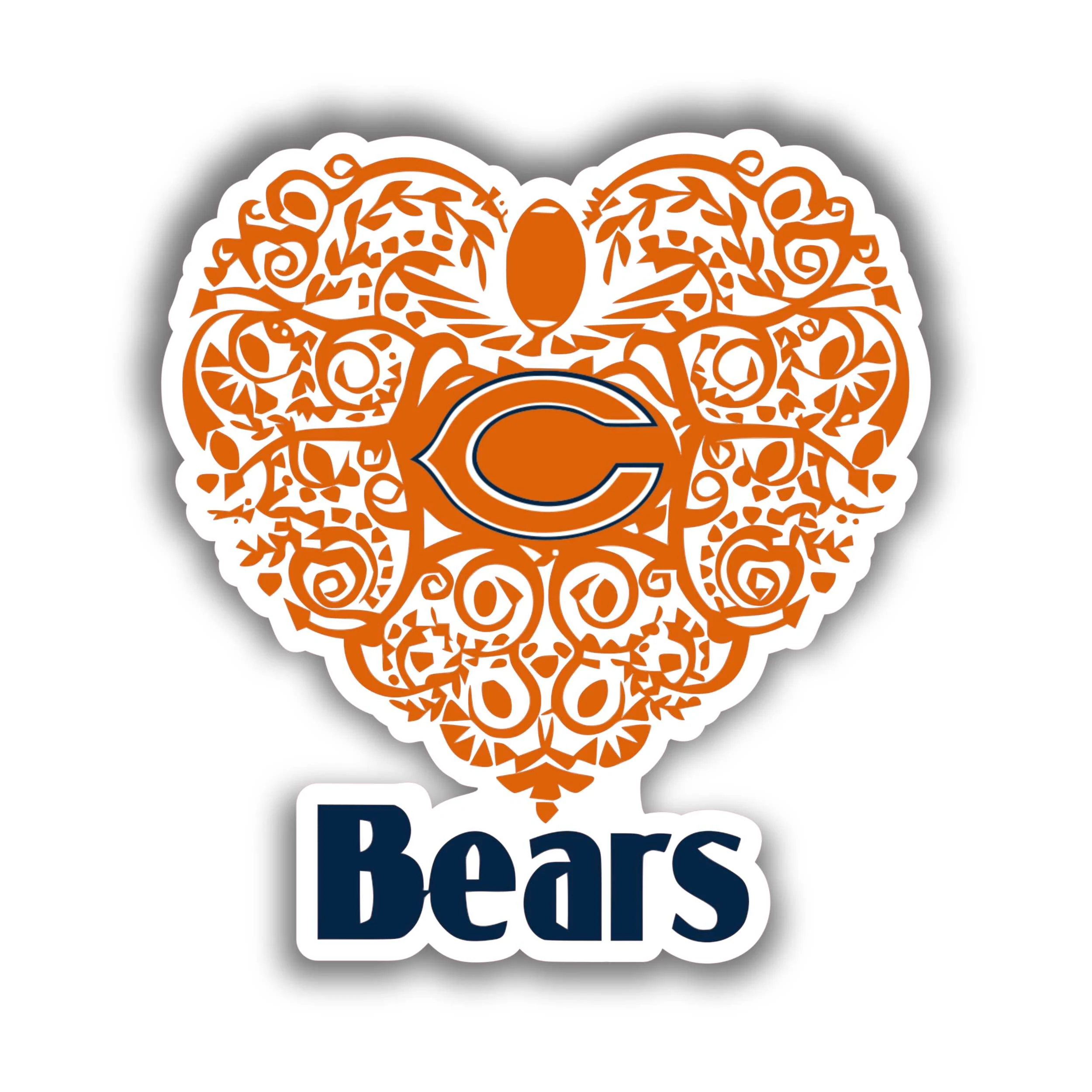 Chicago Bears - Bear Head- Full Color Vinyl Sticker - Custom Size
