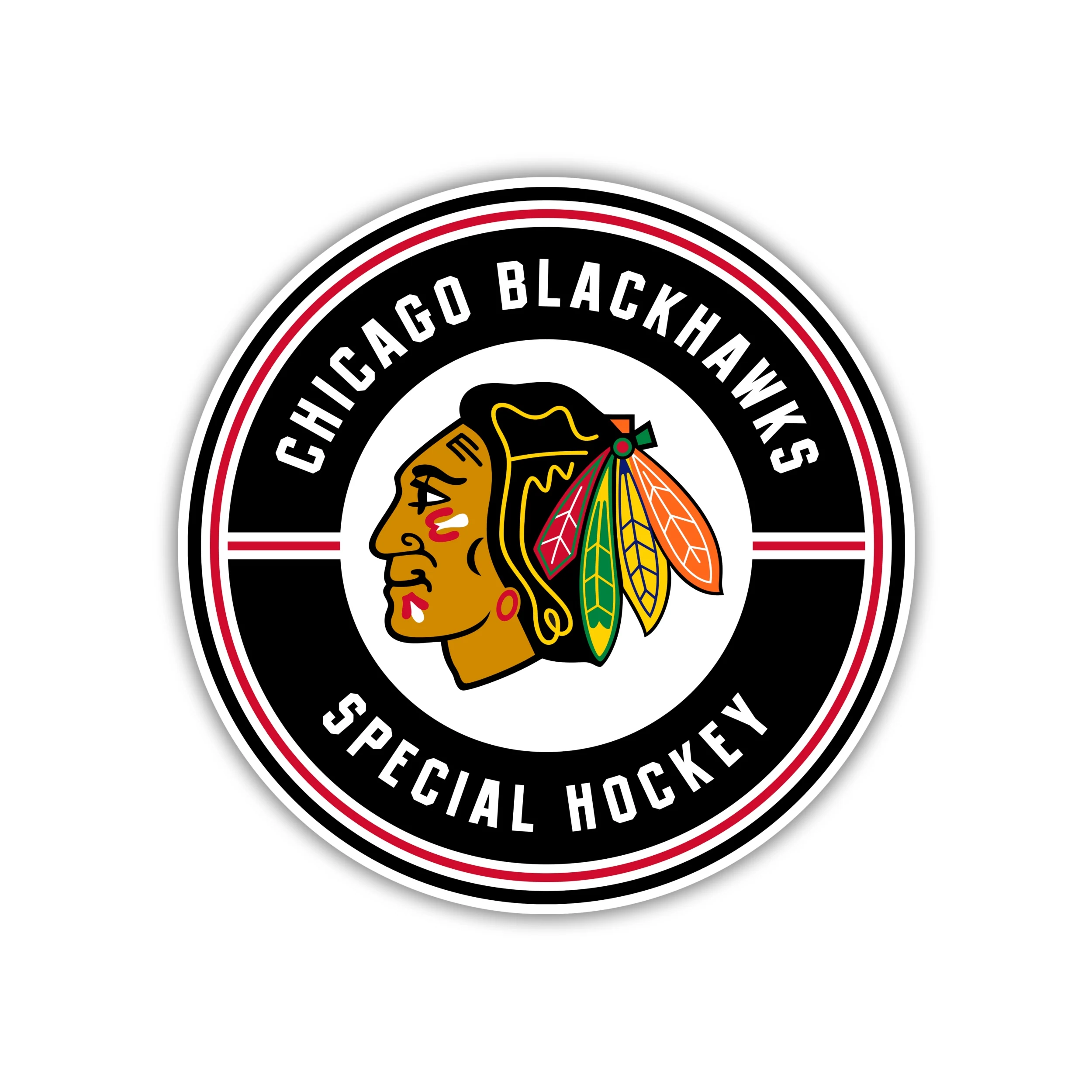 Chicago Blackhawks - Circle Special Hockey - Full Color Vinyl Sticker - Custom Size