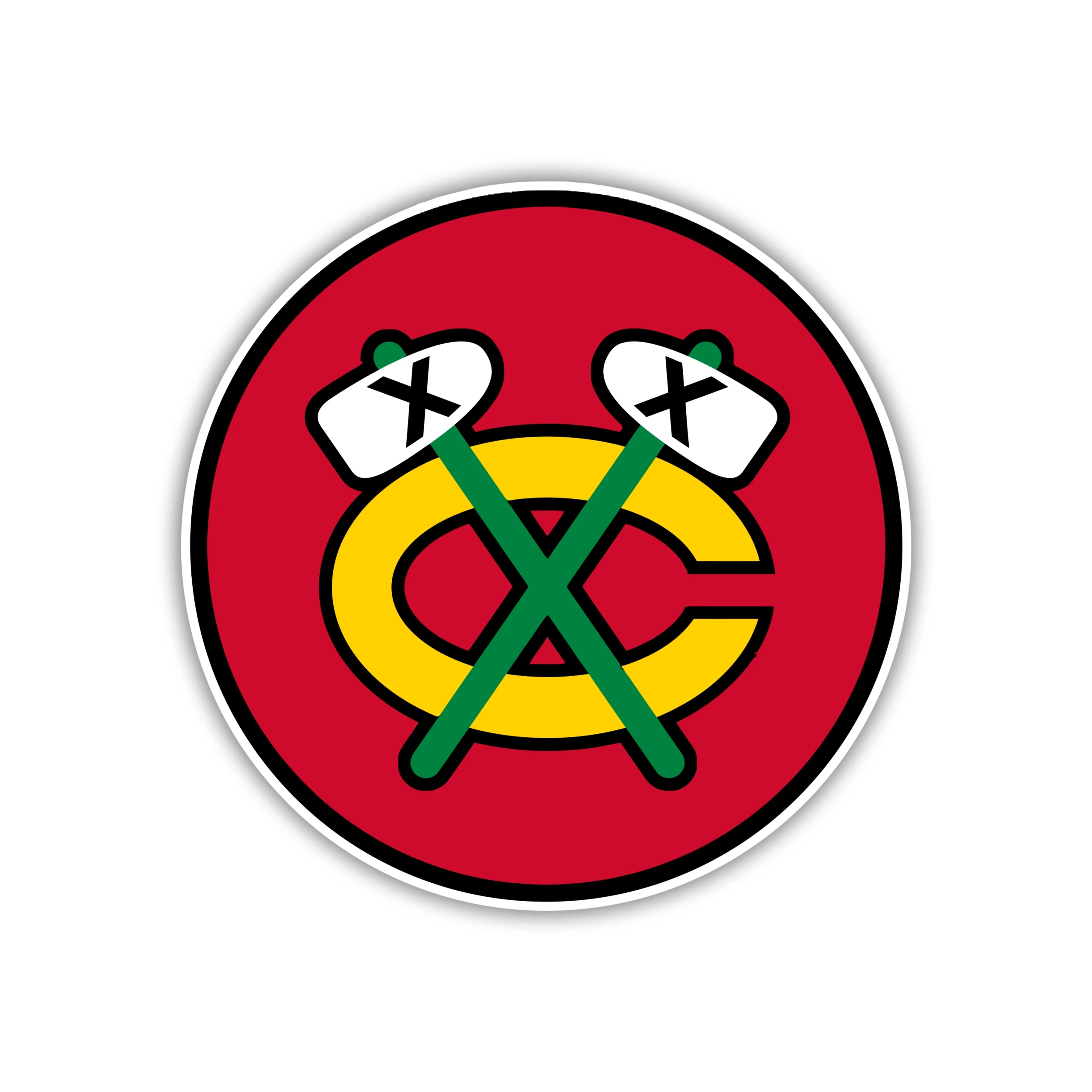 Chicago Blackhawks - Red Circle With Yellow C - Full Color Vinyl Sticker - Custom Size