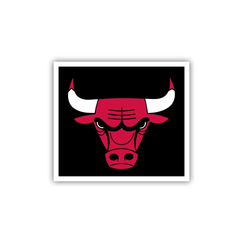 Chicago Bulls - Black Square With Bull Head - Temporary Tattoo