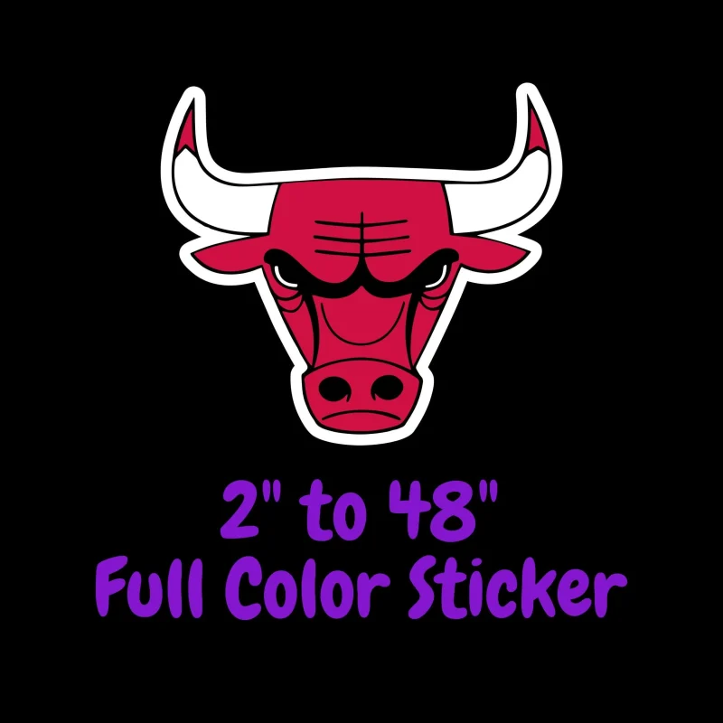 Chicago Bulls - Bull Head - Full Color Vinyl Sticker - Custom Size