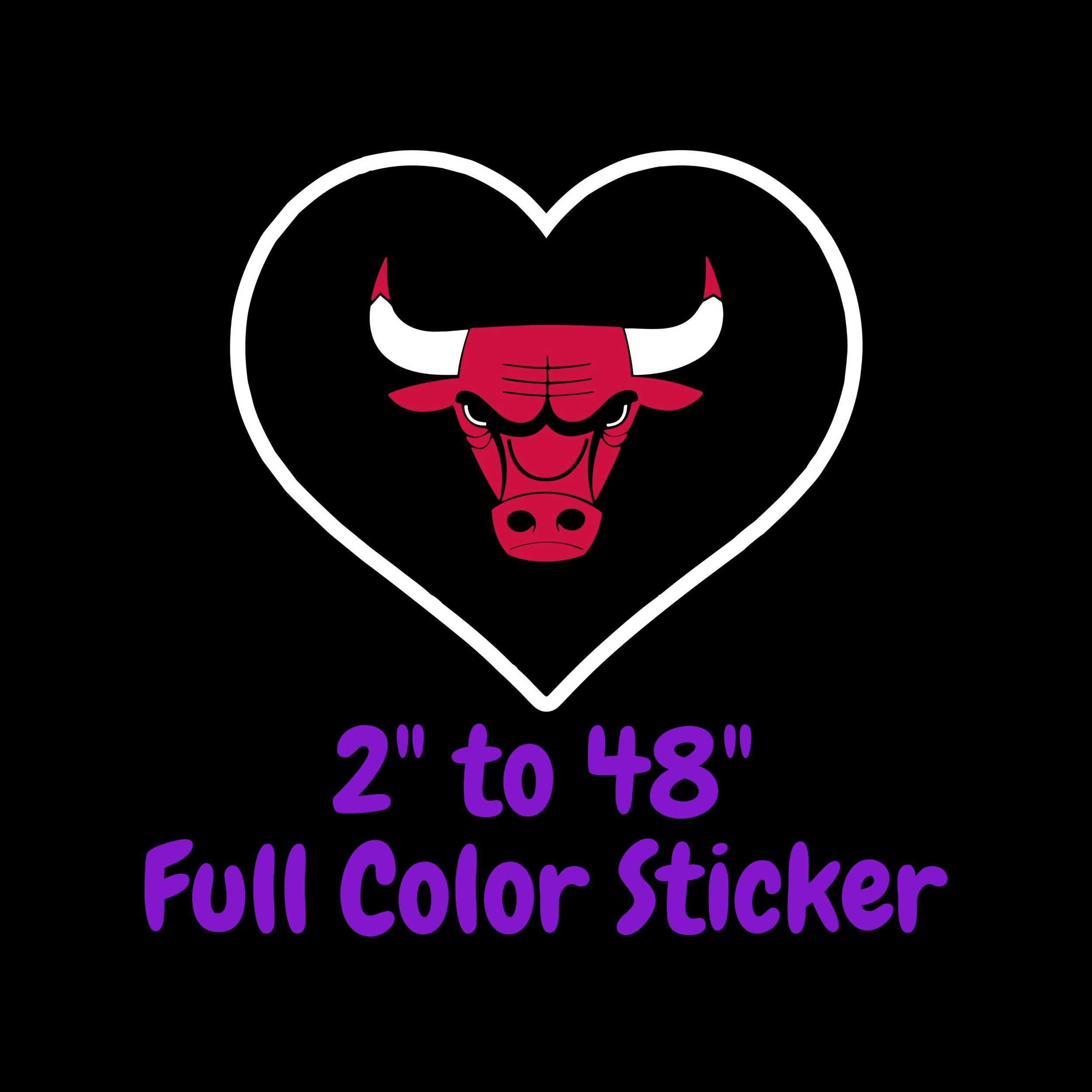 Chicago Bulls - Heart - Full Color Vinyl Sticker - Custom Size