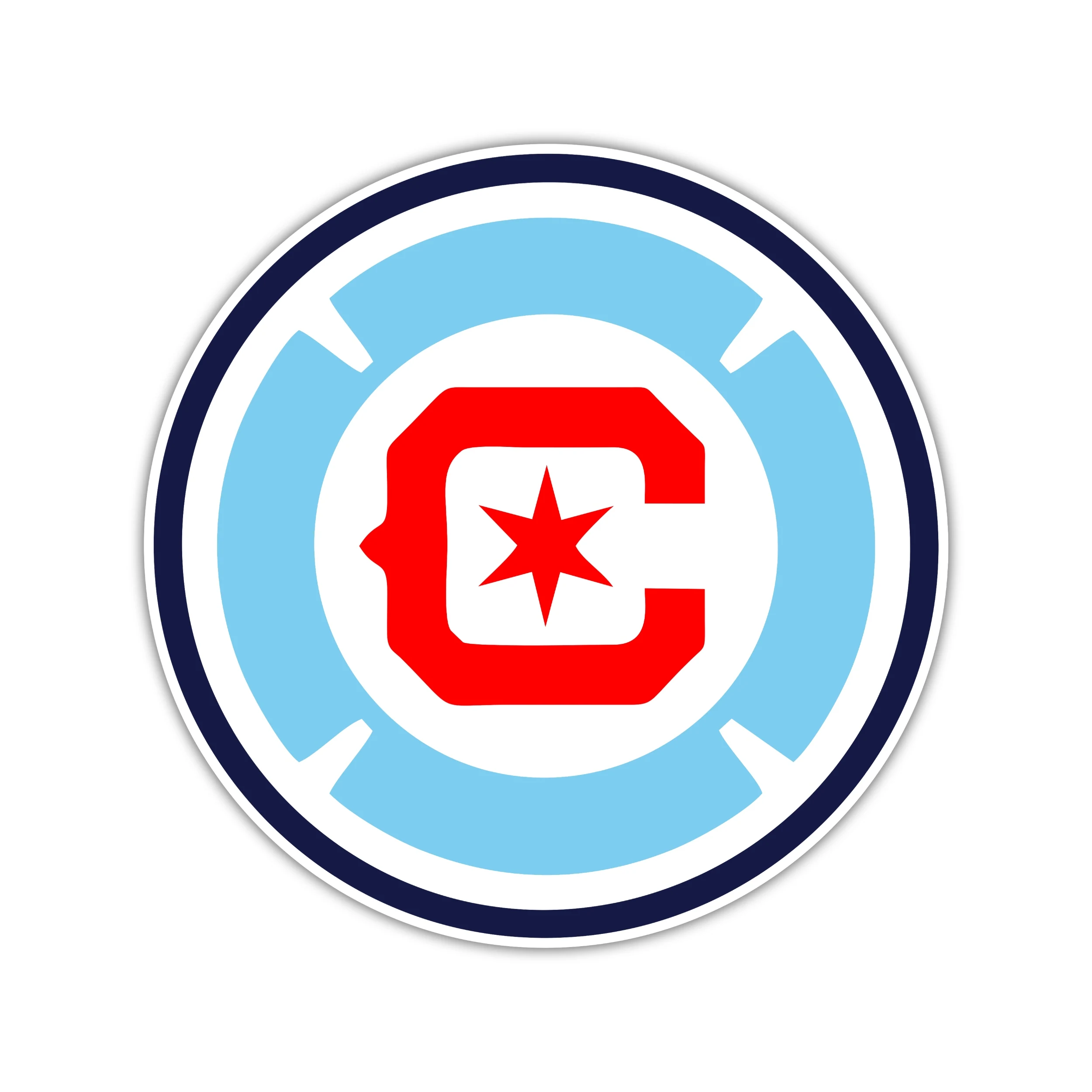Chicago Fire FC - Blue Circle With Red C - Iron On DTF Transfer - Custom Size