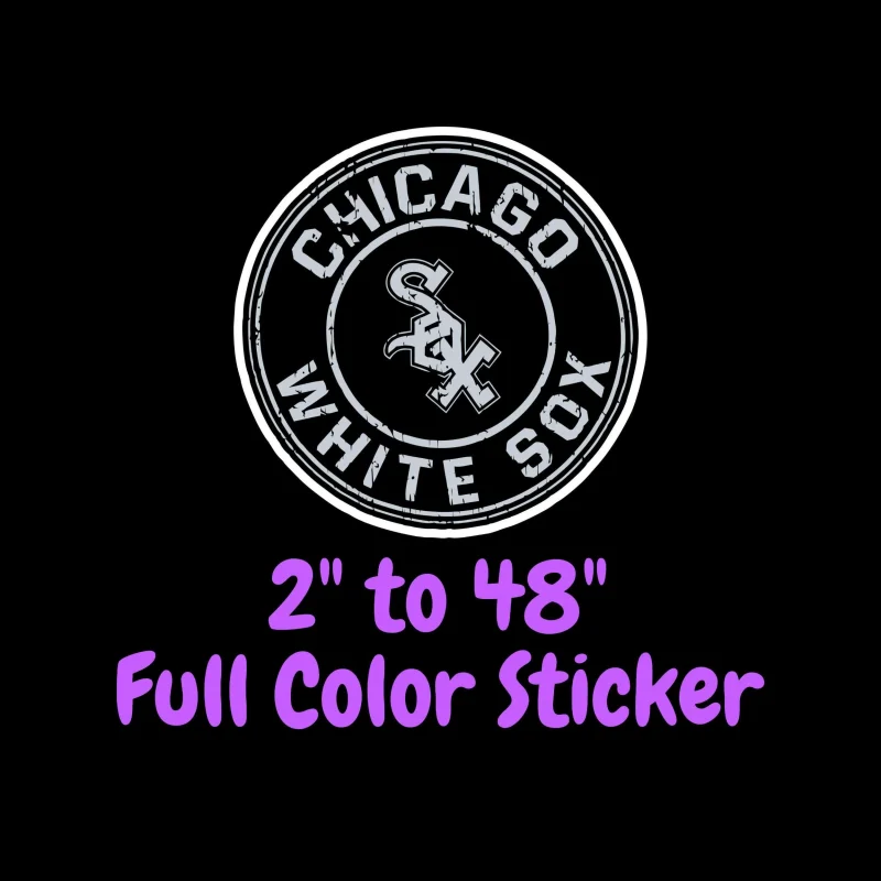Chicago White Sox - Black and Gray Circle - Full Color Vinyl Sticker - Custom Size