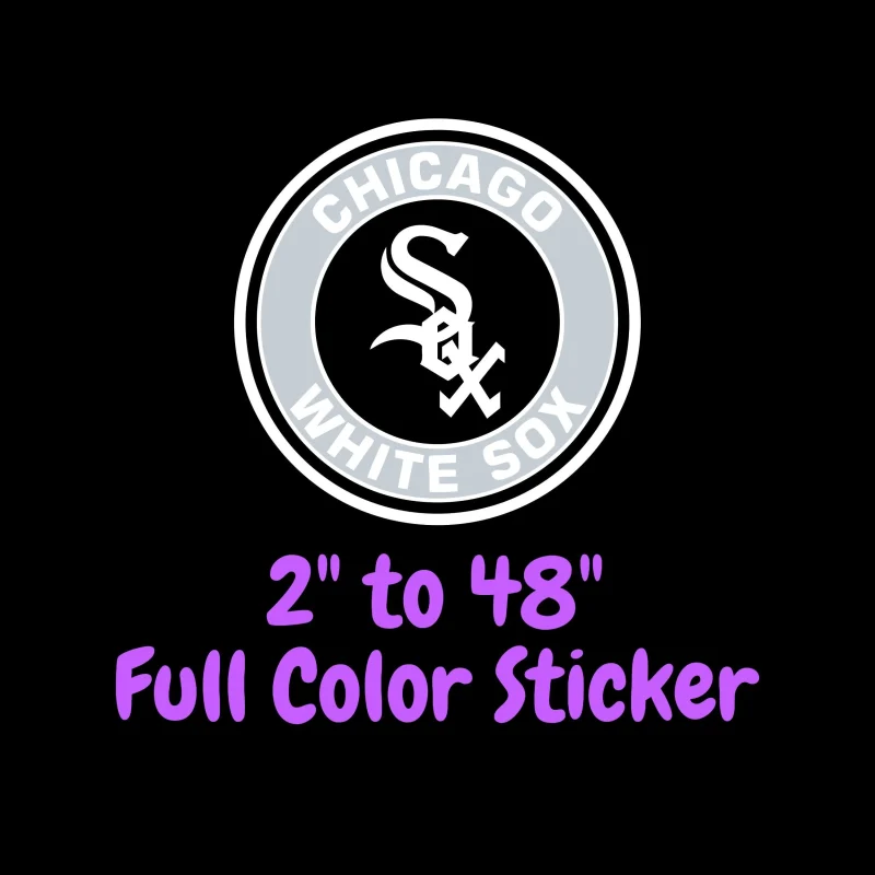 Chicago White Sox - Gray Circle With White Words - Full Color Vinyl Sticker - Custom Size