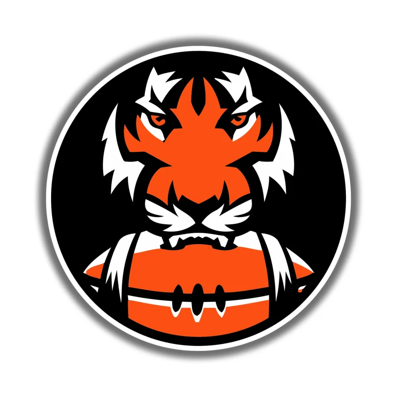 Cincinnati Bengals - Circle with Head and Football - Temporary Tattoo