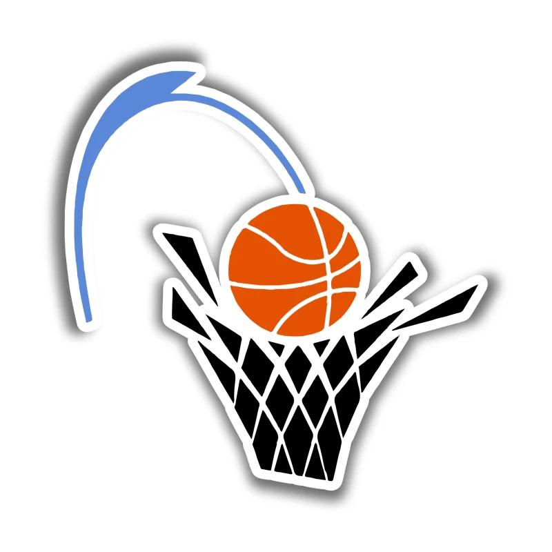 Cleveland Cavaliers - Basketball With Net - Full Color Vinyl Sticker - Custom Size