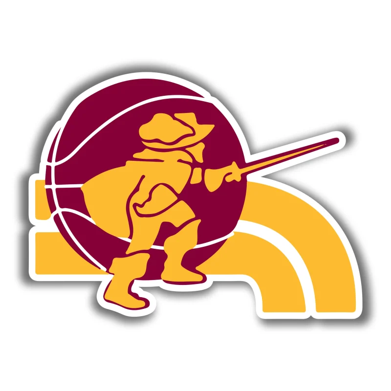 Cleveland Cavaliers - Maroon Basketball With Gold Guy - Iron On DTF Transfer - Custom Size