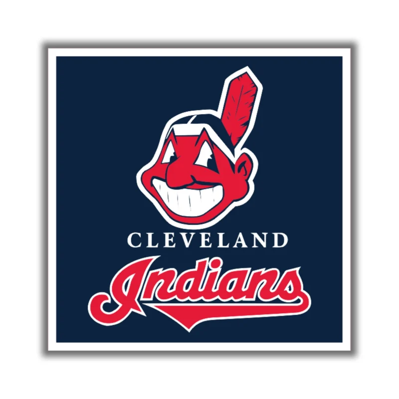 Cleveland Indians - Blue Box with Chief Wahoo - Iron On DTF Transfer - Custom Size