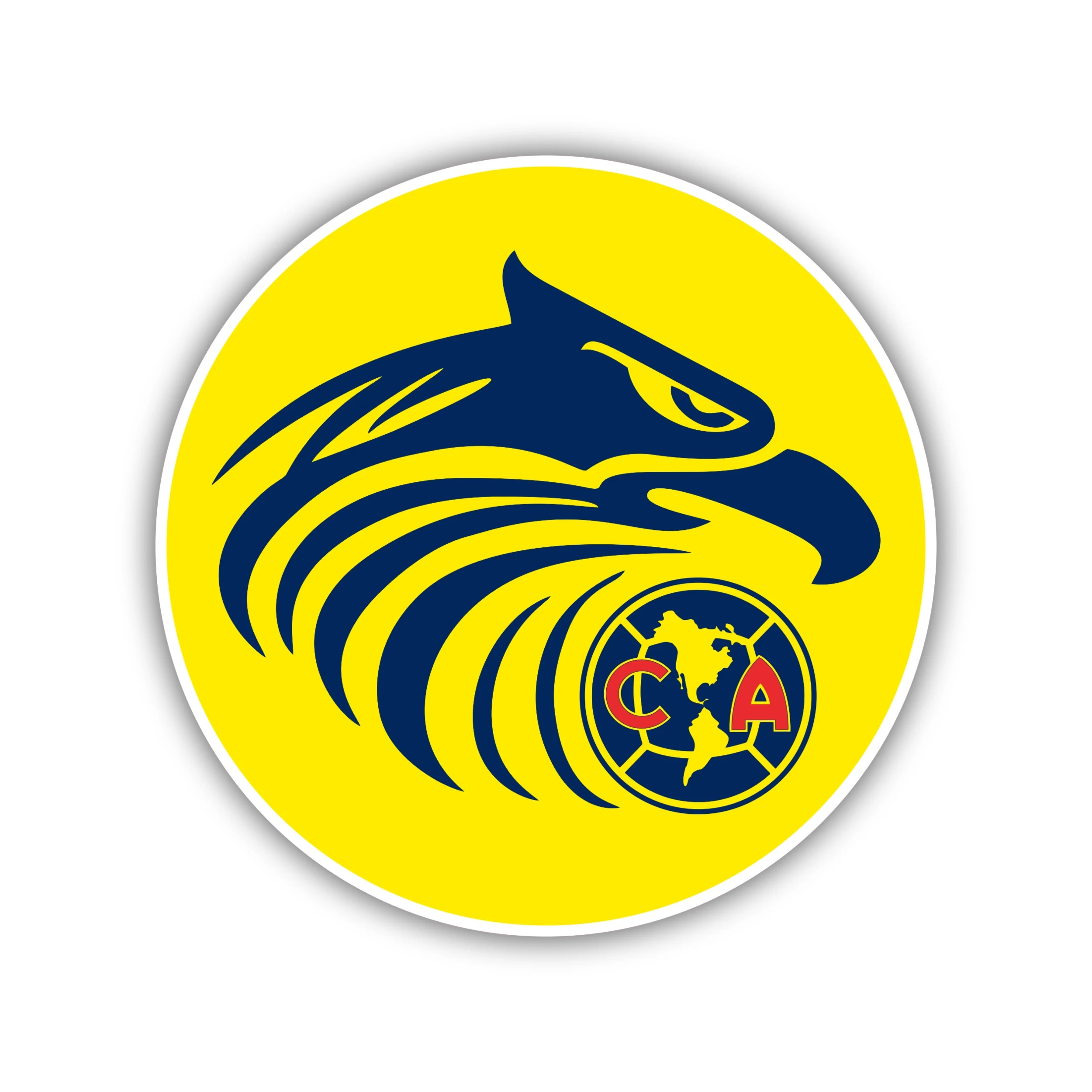 Club America - Yellow Circle With Eagle Head - Iron On DTF Transfer - Custom Size