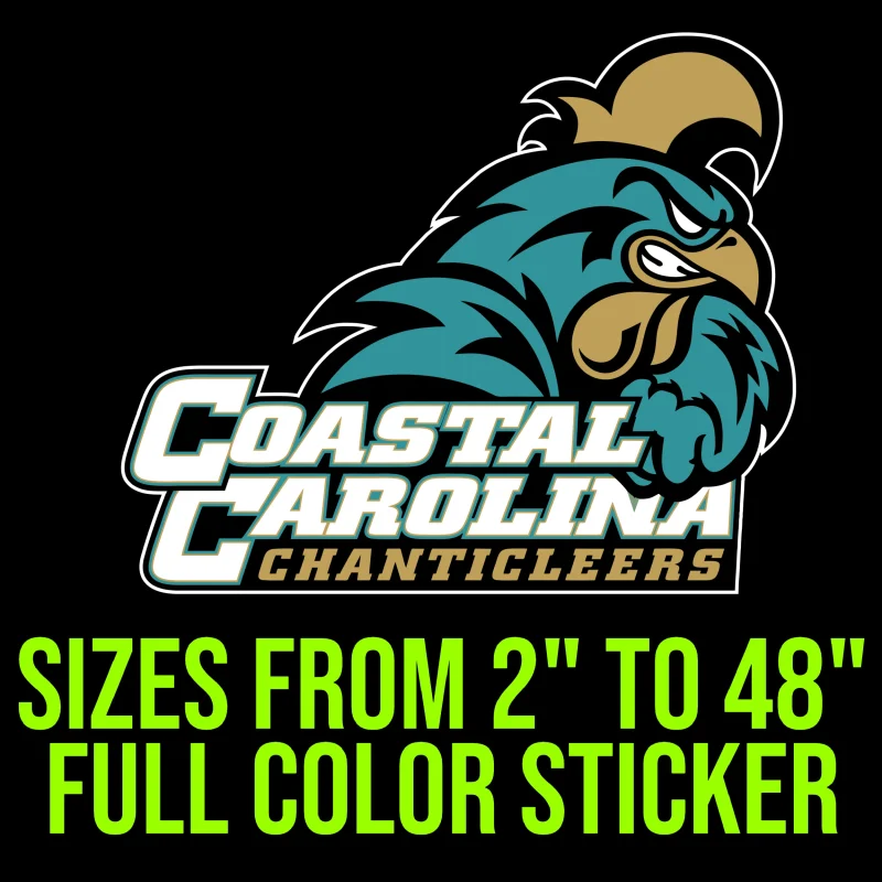 Coastal Carolina Chanticleers Full Color Vinyl Decal - Custom Size