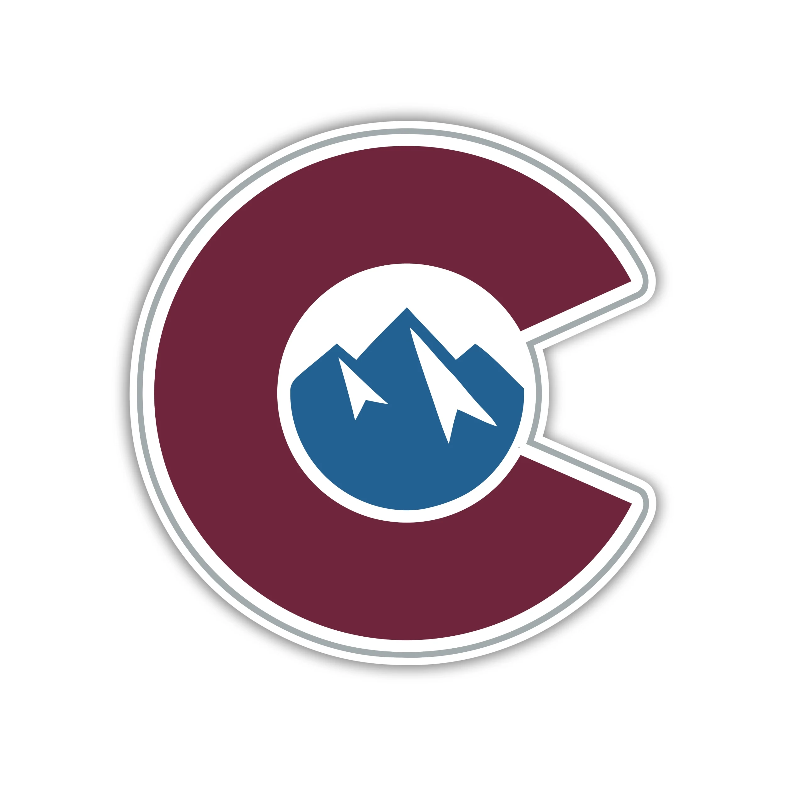 Colorado Avalanche - C With Mountain - Full Color Vinyl Sticker - Custom Size