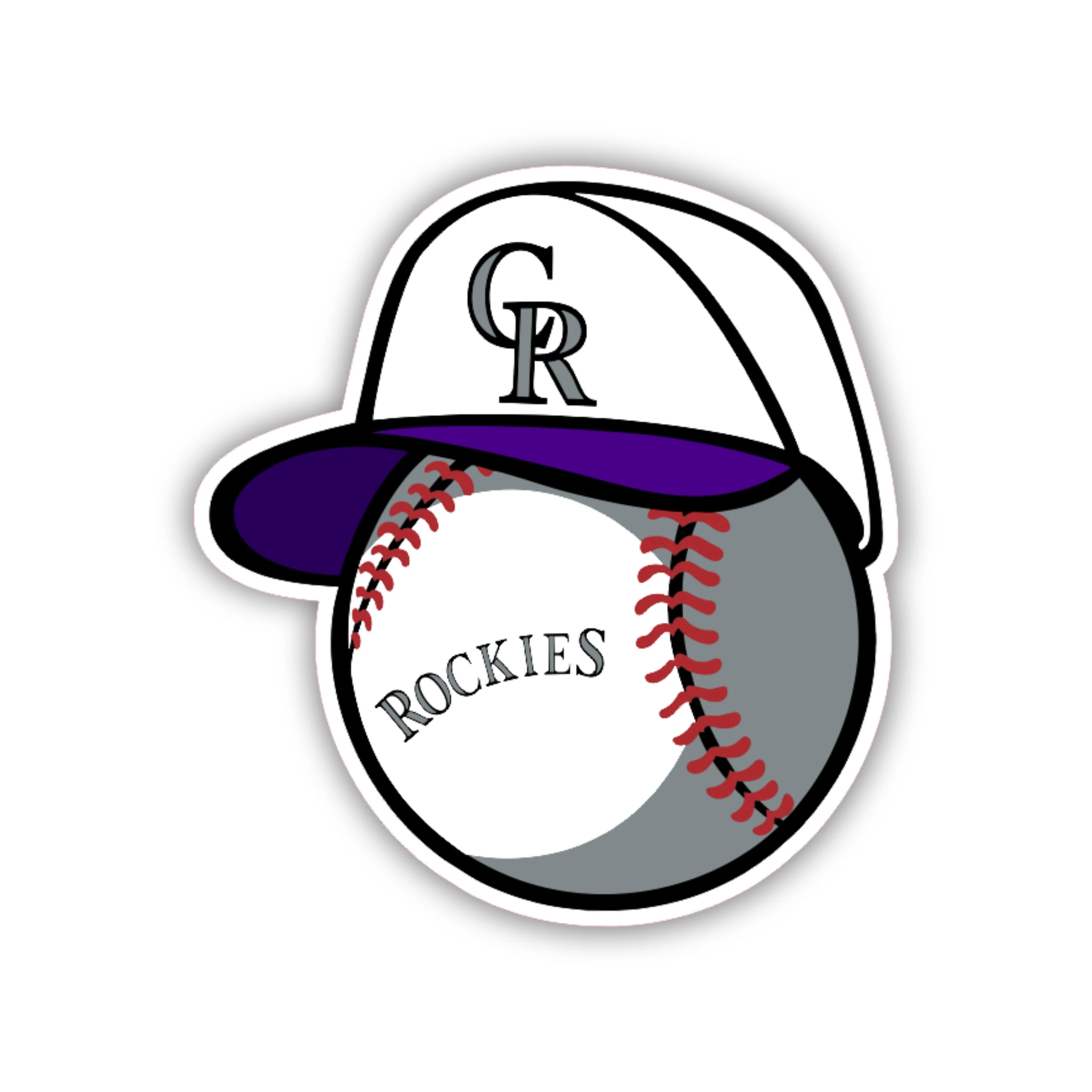 Colorado Rockies - Baseball with Hat - Temporary Tattoo