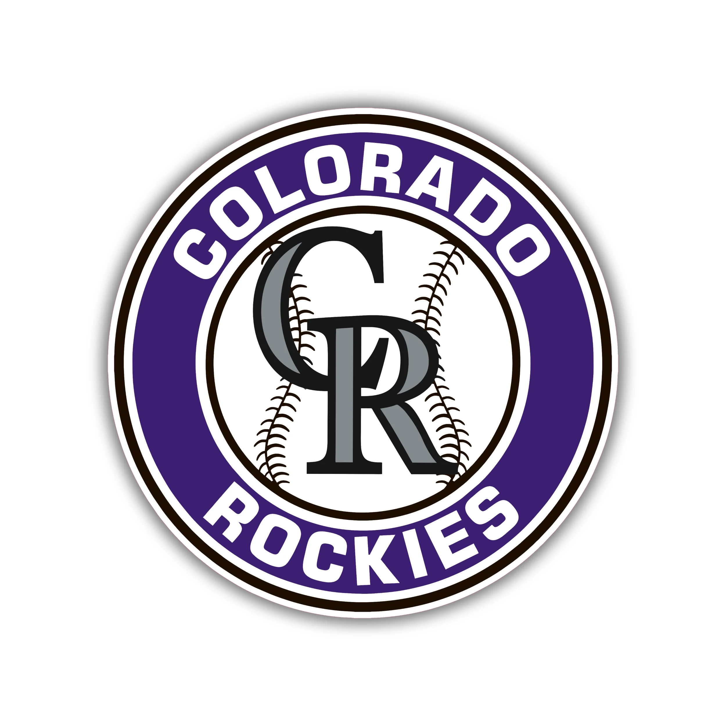 Colorado Rockies - Purple Circle With Baseball - Full Color Vinyl Sticker