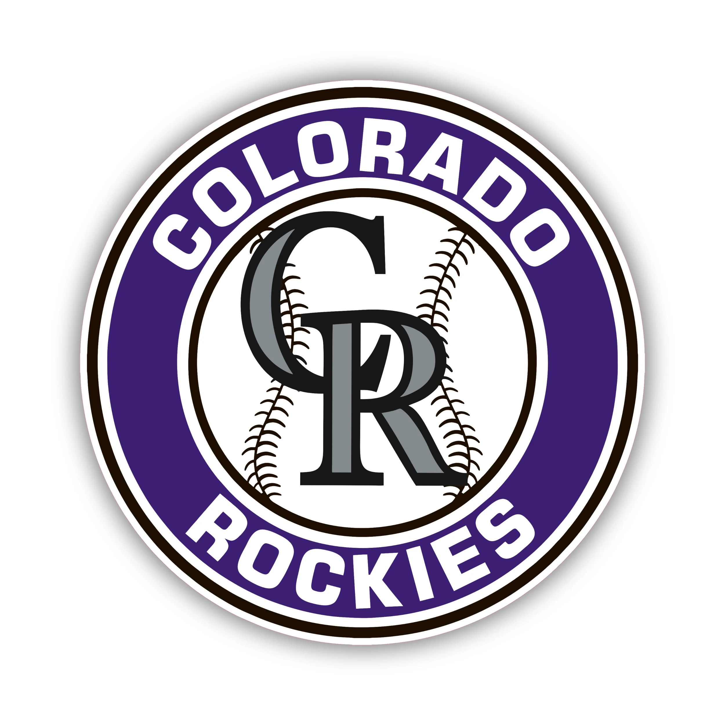 Colorado Rockies - Purple Circle with Baseball - Temporary Tattoo
