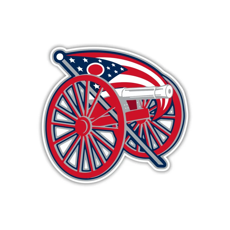 Columbus Blue Jackets - Cannon With Flag - Full Color Vinyl Sticker - Custom Size