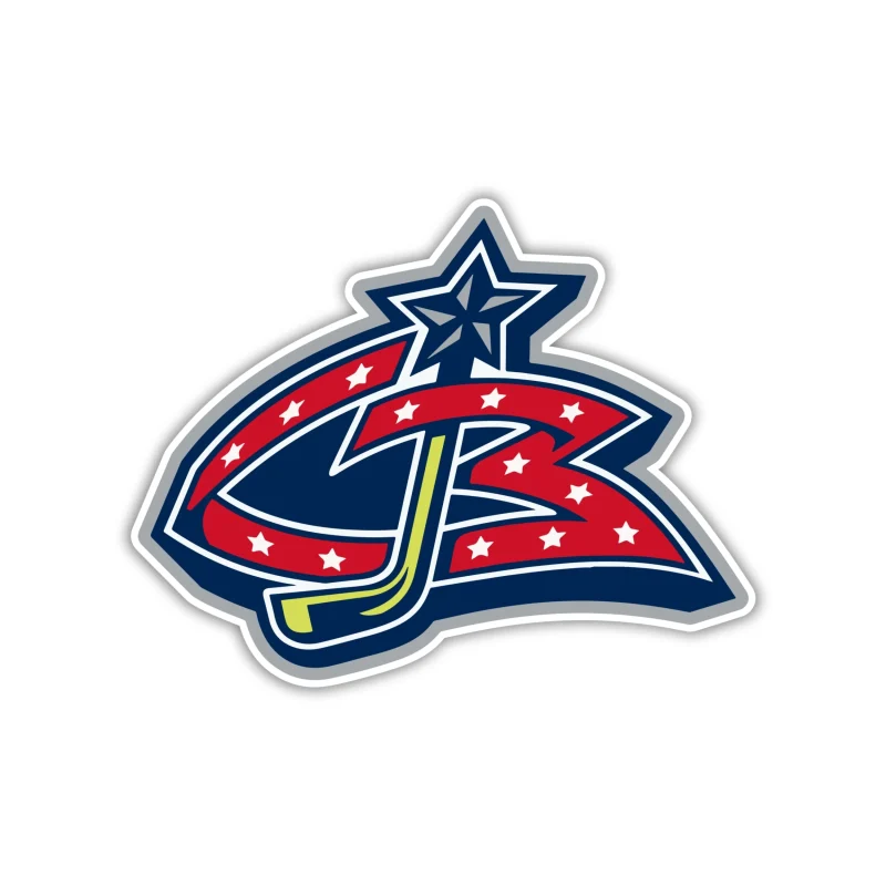 Columbus Blue Jackets - Hockey Stick with Initials - Iron On DTF Transfer - Custom Size