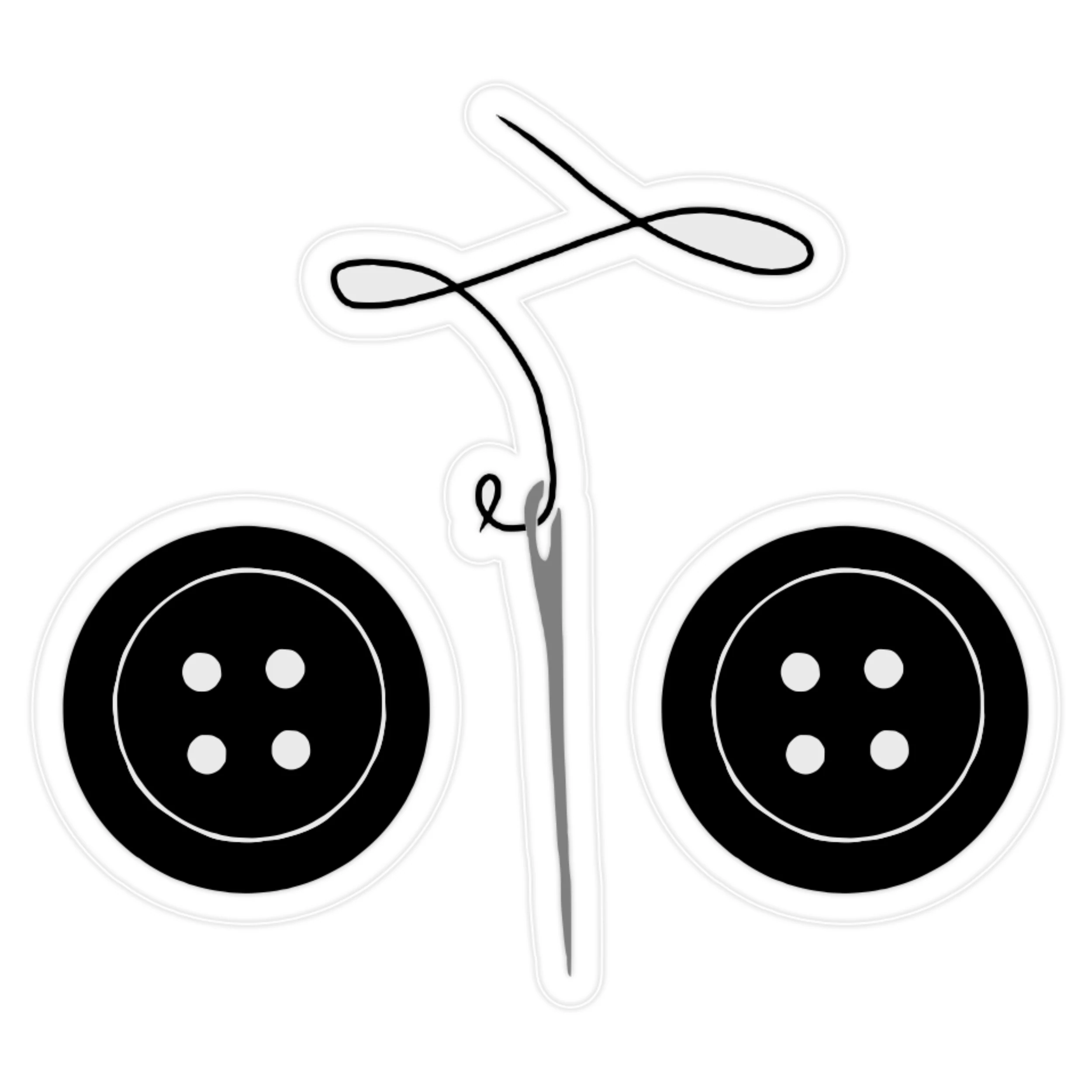 Coraline - Buttons with Needle - Full Color Vinyl Sticker - Custom Size