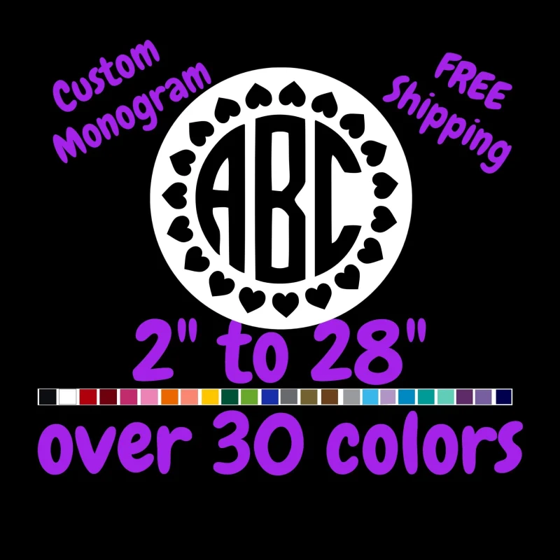 Custom Monogram Vinyl Sticker - Custom Size