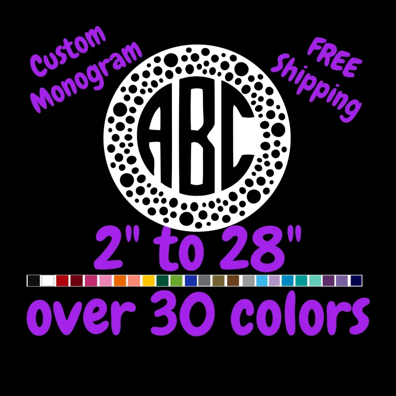 Custom Monogram Vinyl Sticker - Custom Size