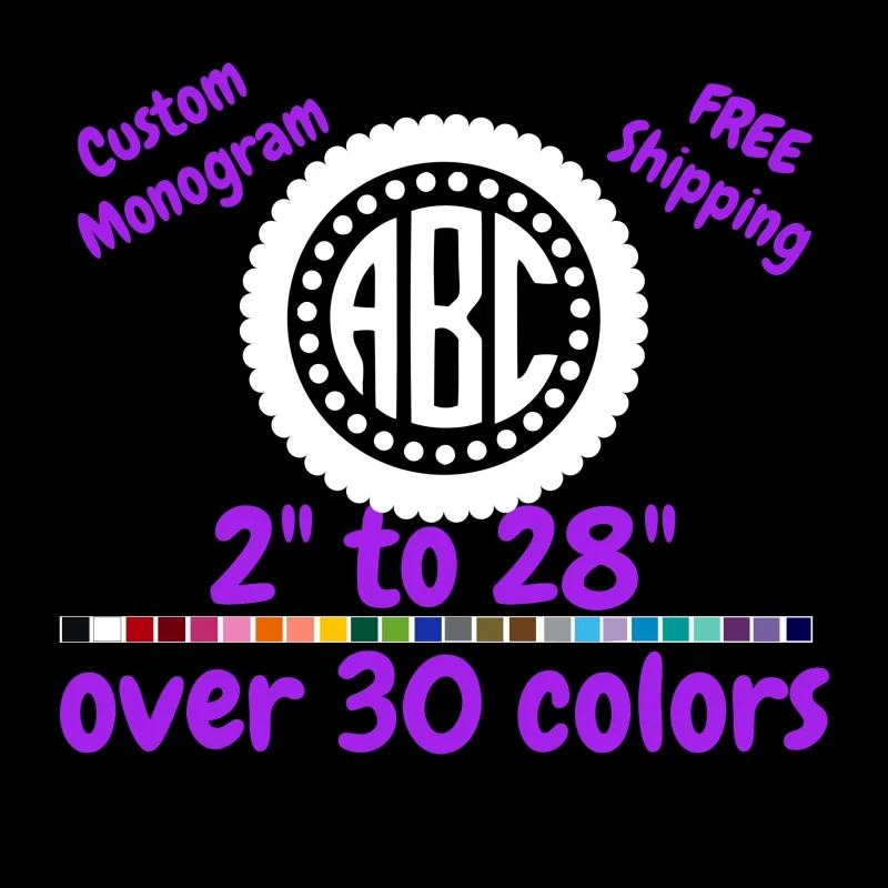 Custom Monogram Vinyl Sticker - Custom Size