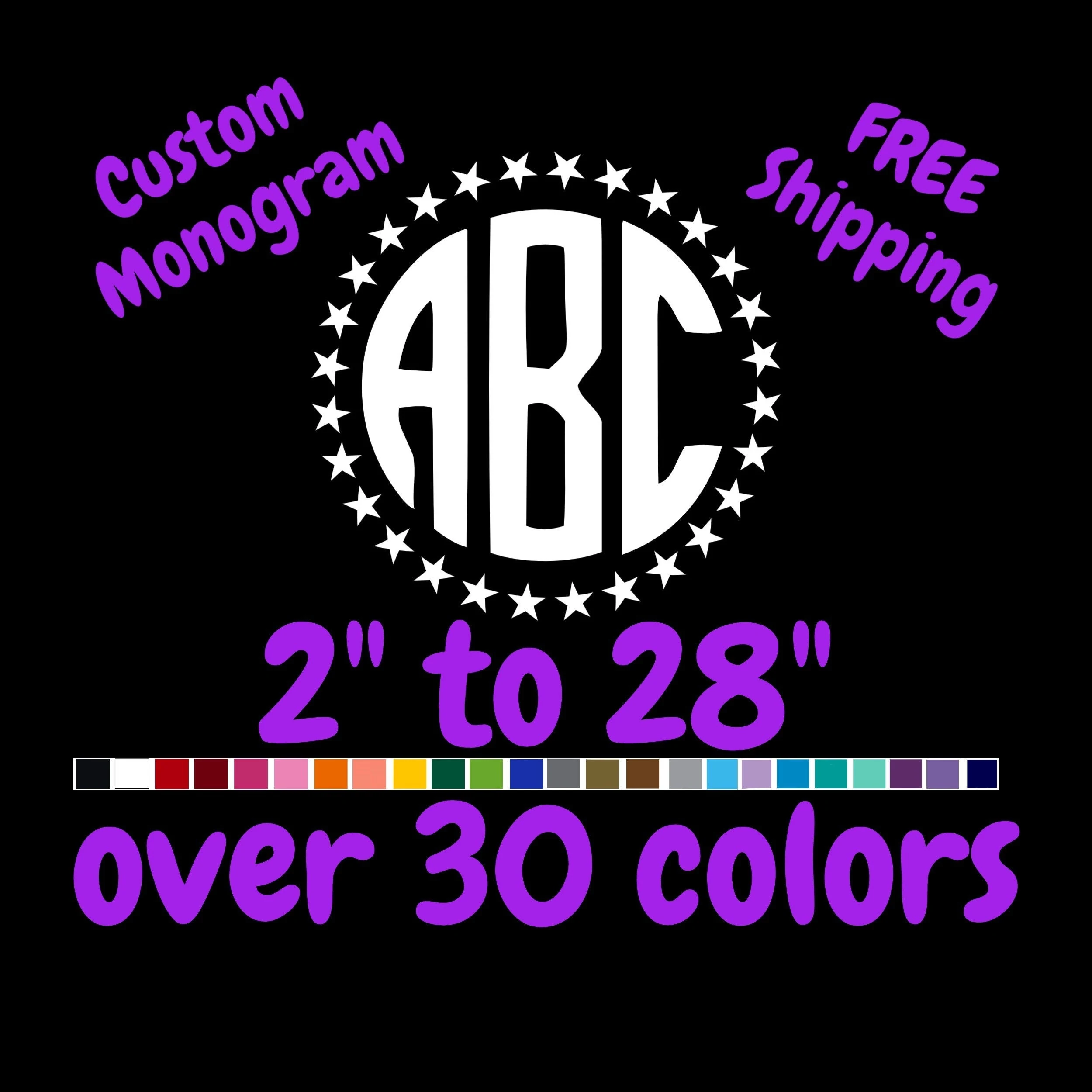 Custom Monogram Vinyl Sticker - Custom Size