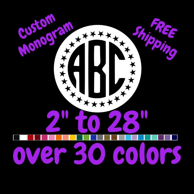 Custom Monogram Vinyl Sticker - Custom Size