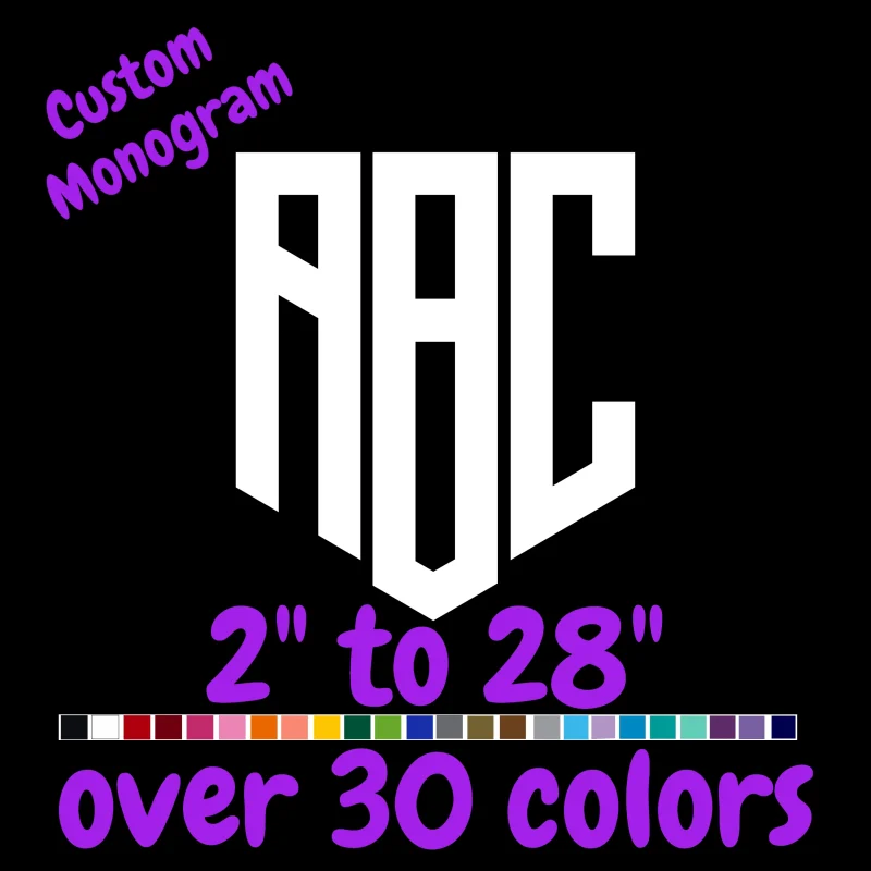 Custom Monogram Vinyl Sticker - Custom Size