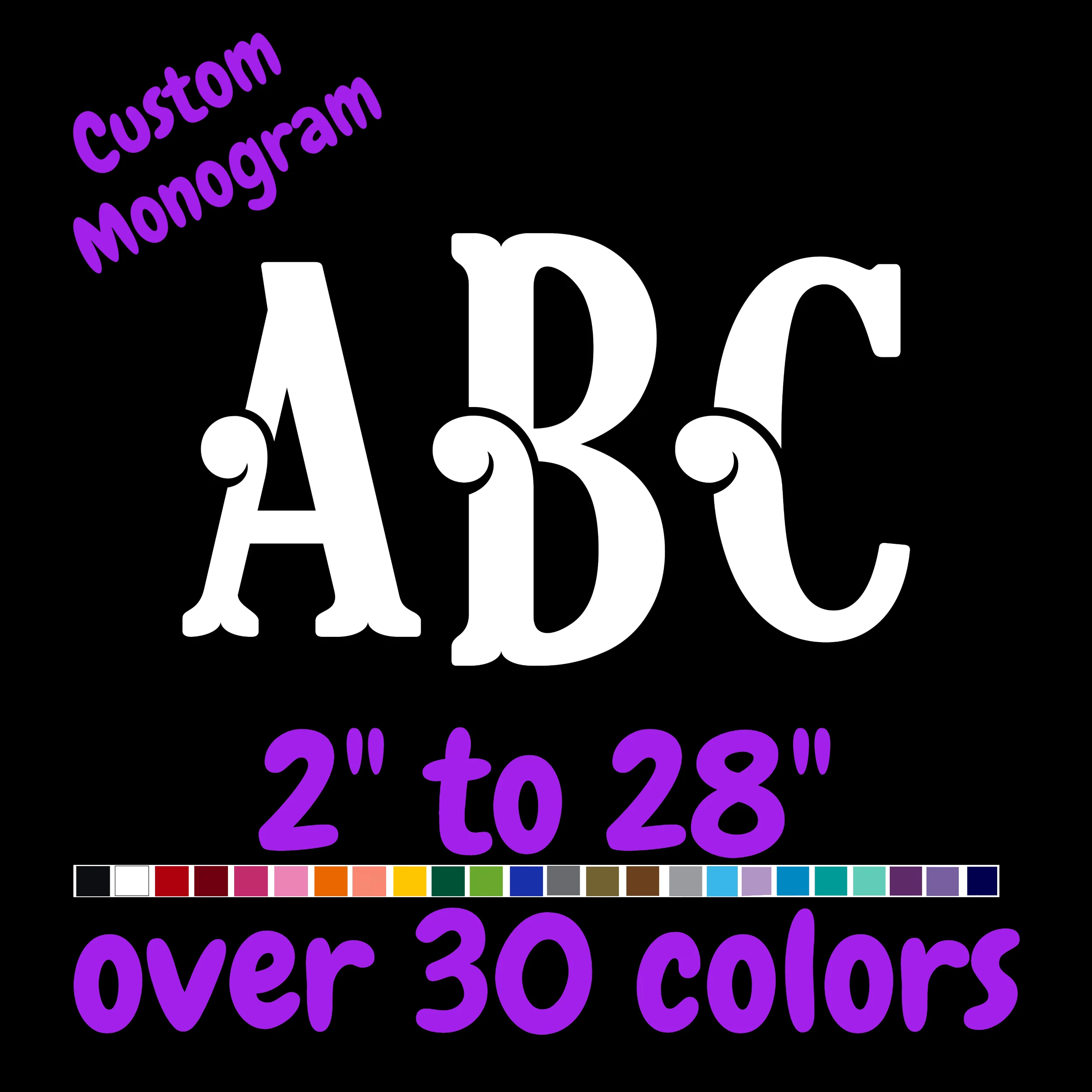 Custom Monogram Vinyl Sticker - Custom Size
