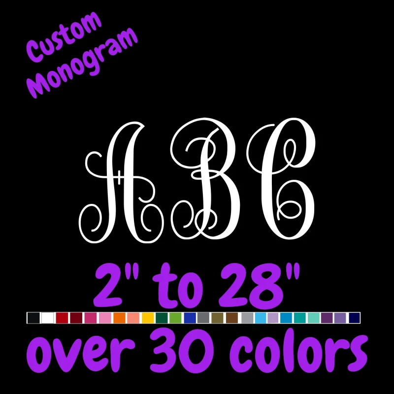 Custom Monogram Vinyl Sticker - Custom Size