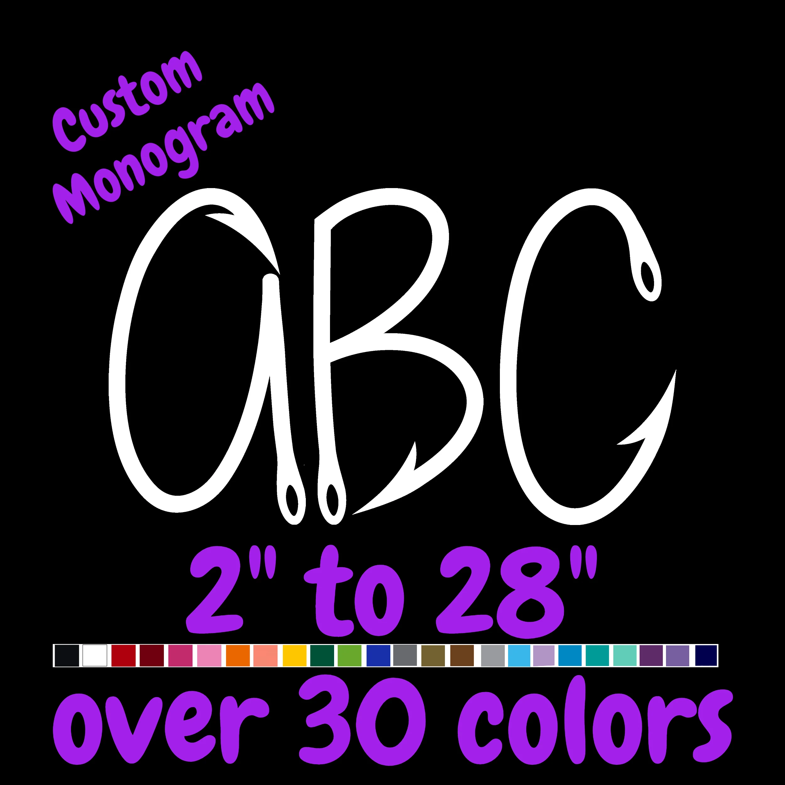 Custom Monogram Vinyl Sticker - Custom Size