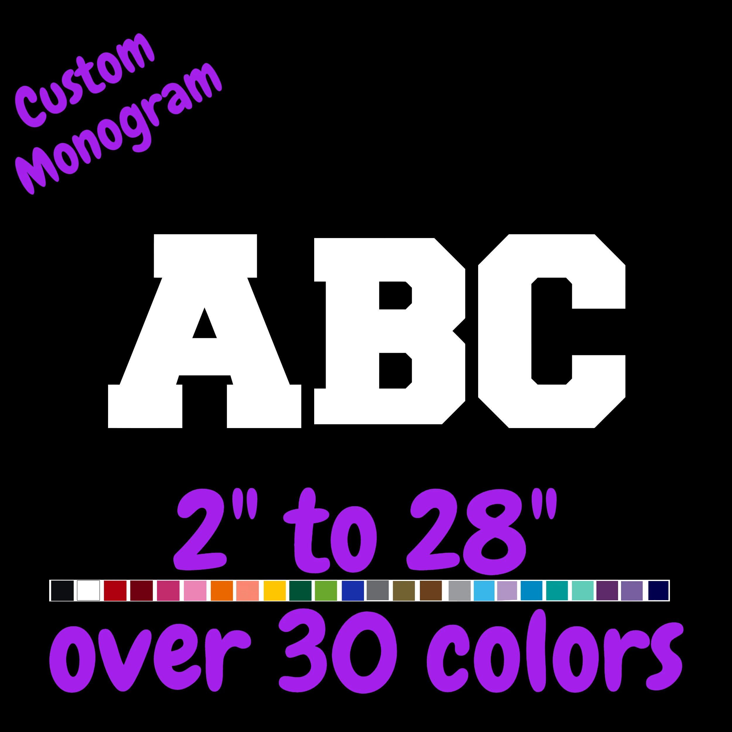 Custom Monogram Vinyl Sticker - Custom Size