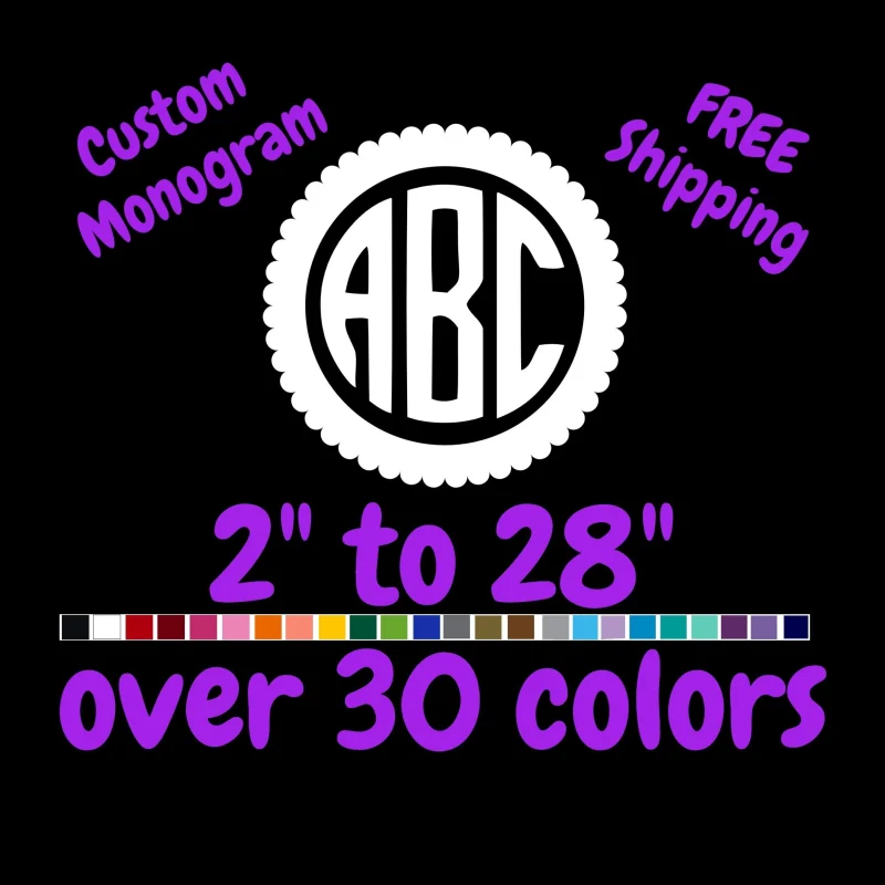 Custom Monogram Vinyl Sticker - Custom Size