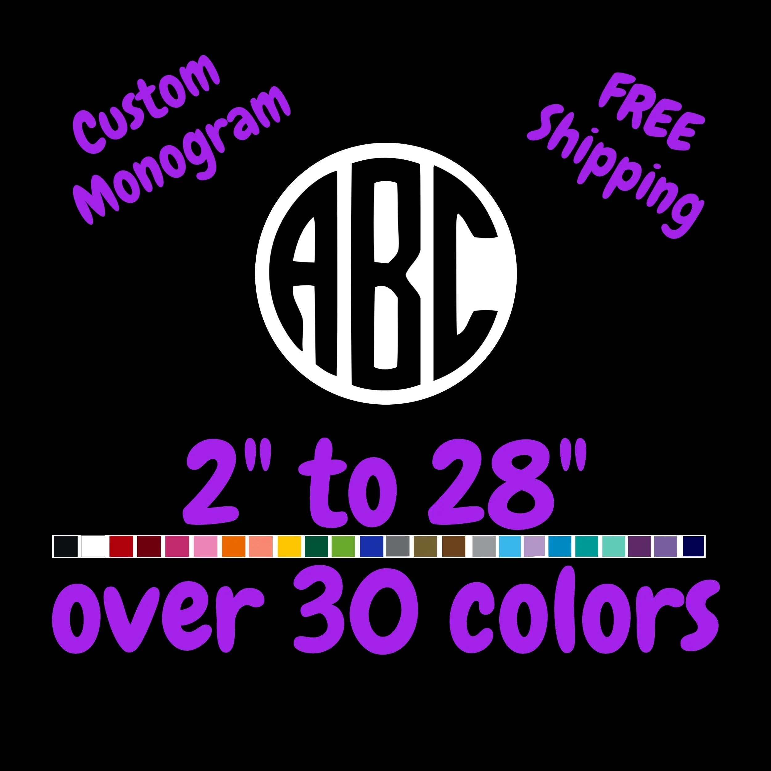 Custom Monogram Vinyl Sticker - Custom Size