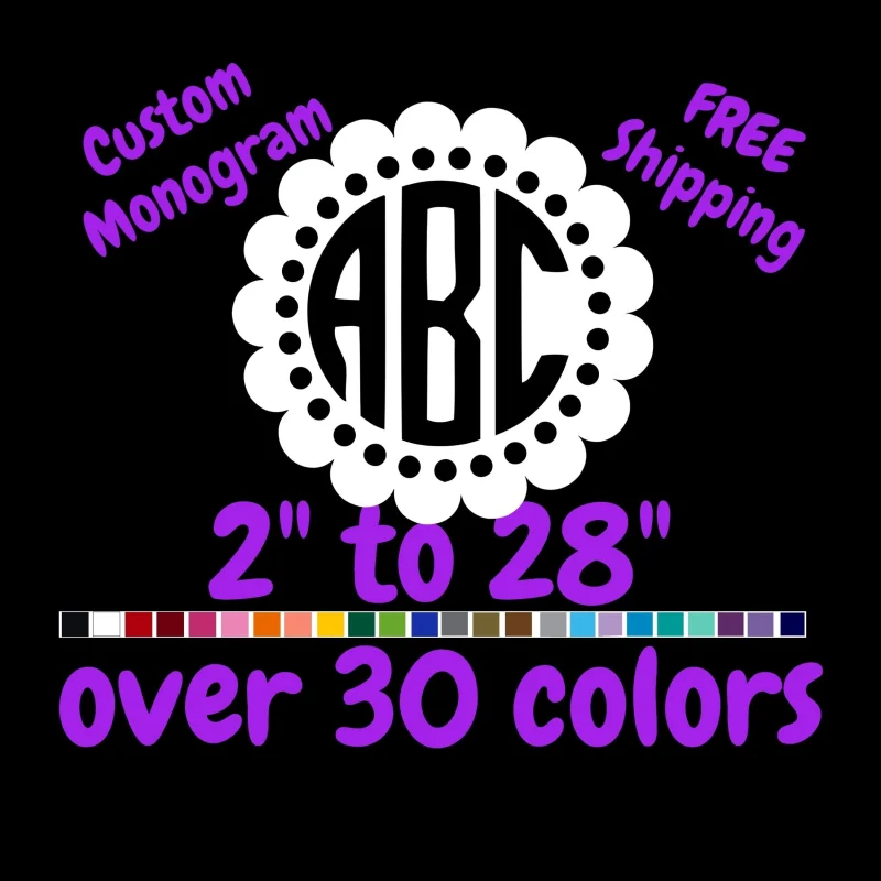 Custom Monogram Vinyl Sticker - Custom Size