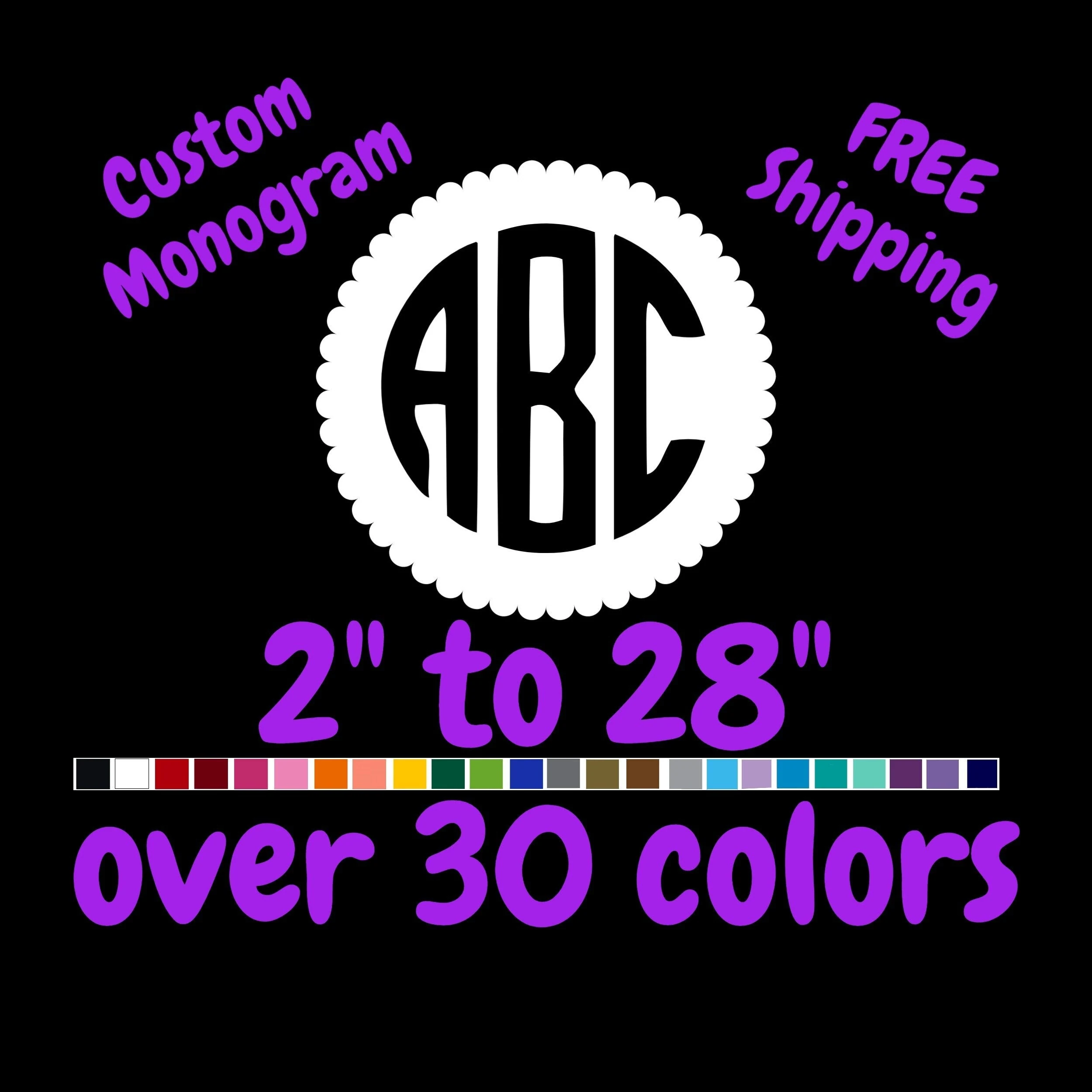 Custom Monogram Vinyl Sticker - Custom Size