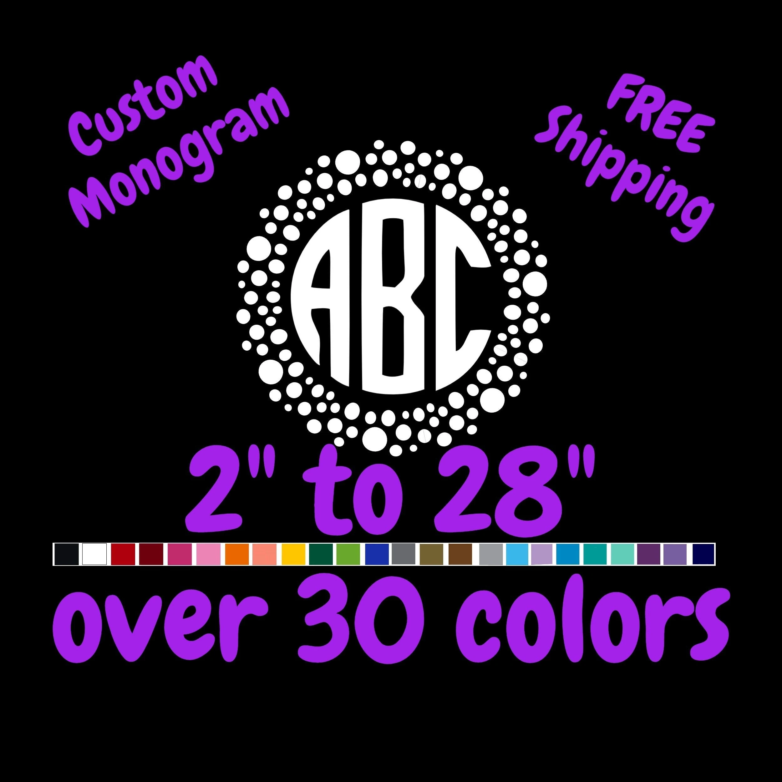 Custom Monogram Vinyl Sticker - Custom Size