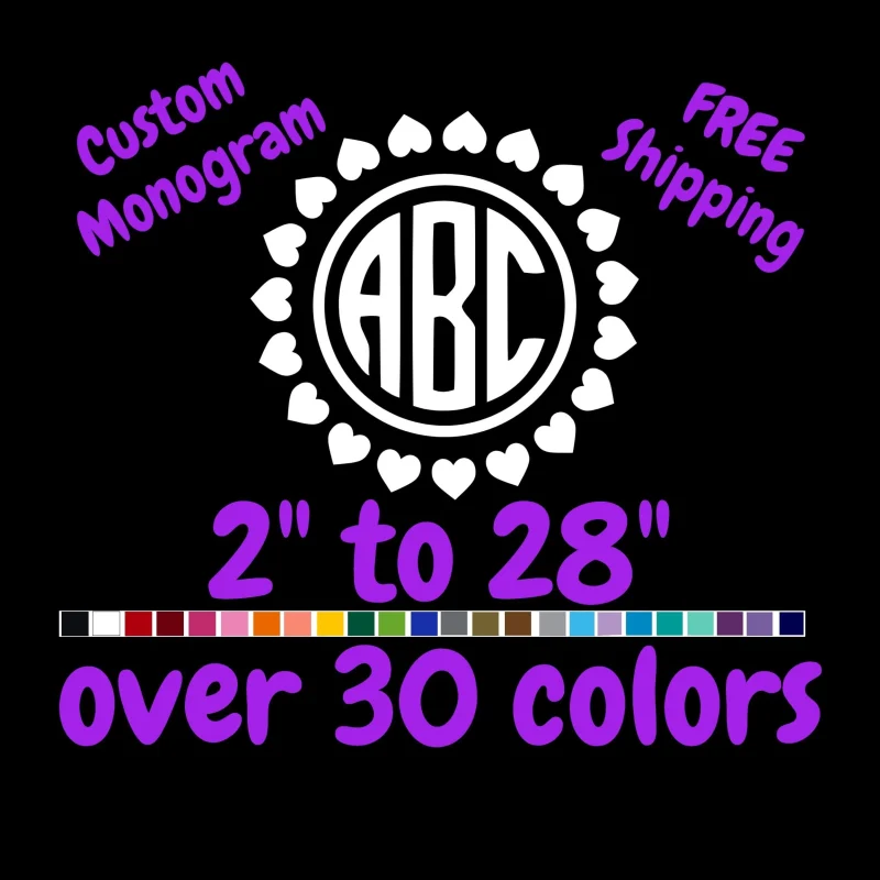 Custom Monogram Vinyl Sticker - Custom Size