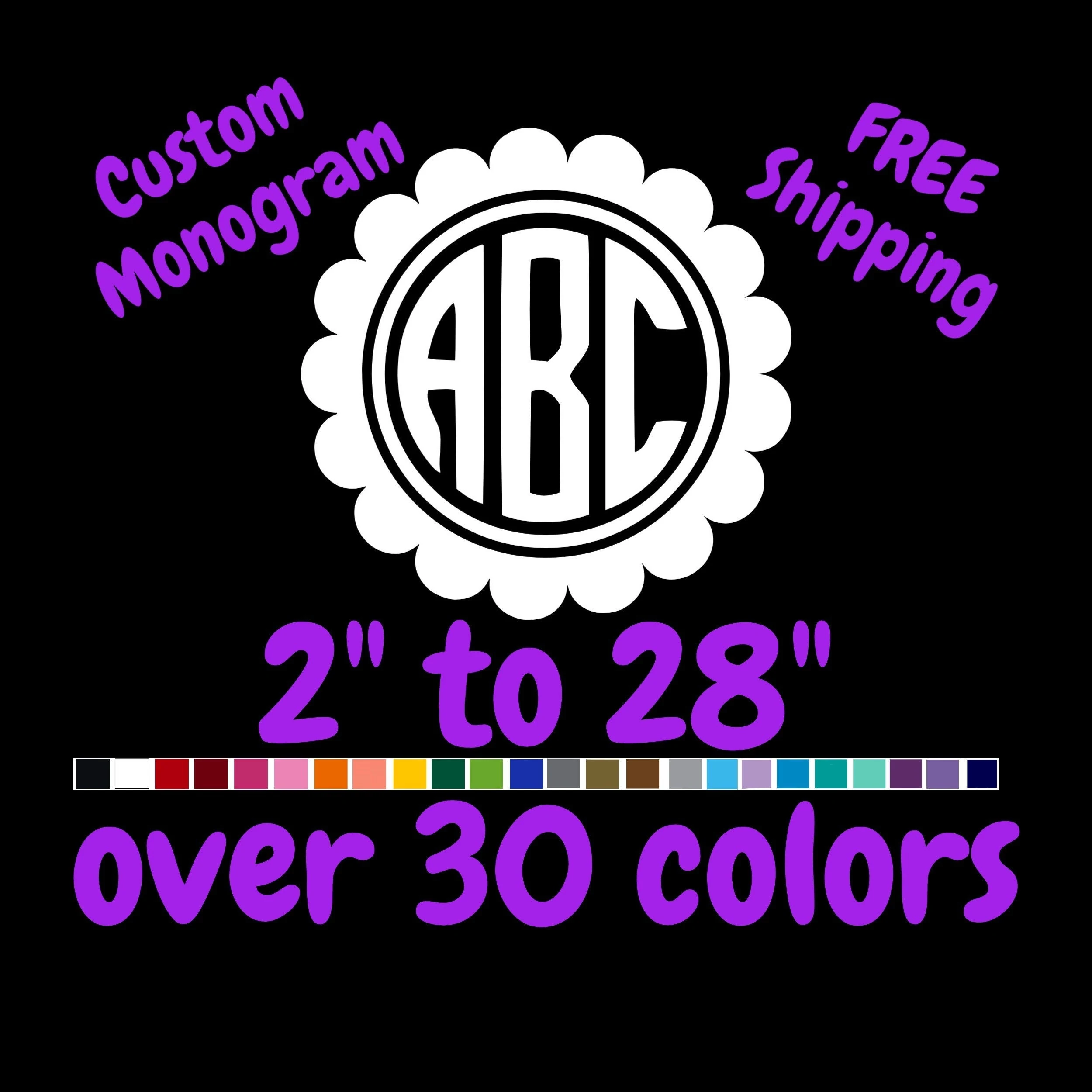 Custom Monogram Vinyl Sticker - Custom Size