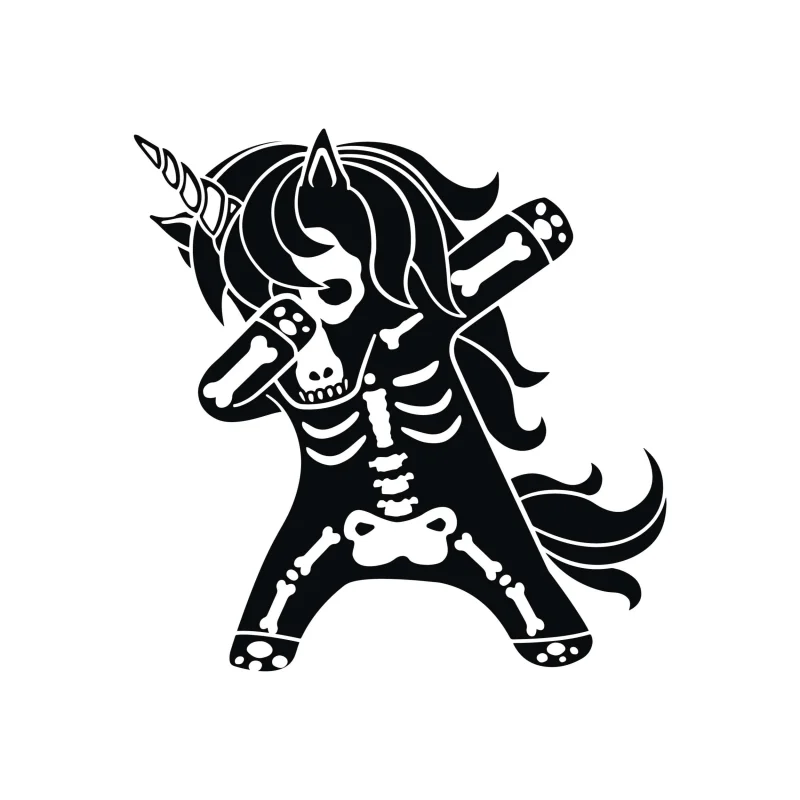 Dabbing Unicorn Skeleton - Vinyl Decal - Custom Size