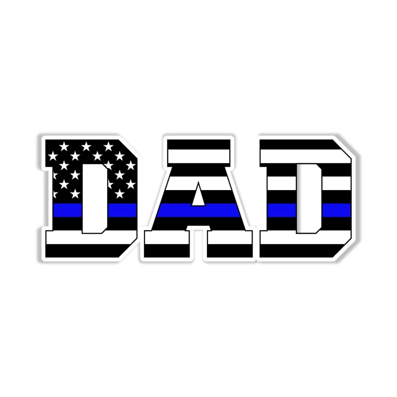 Dad Blue Line American Flag Full Color Vinyl Decal - custom size